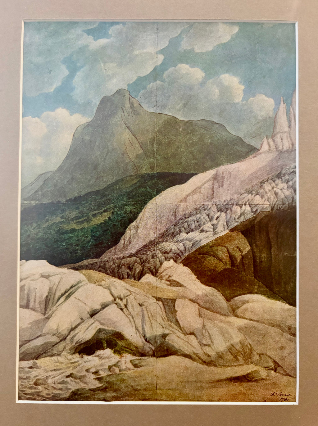 Vintage print after Francis Town, French landscape, framed art