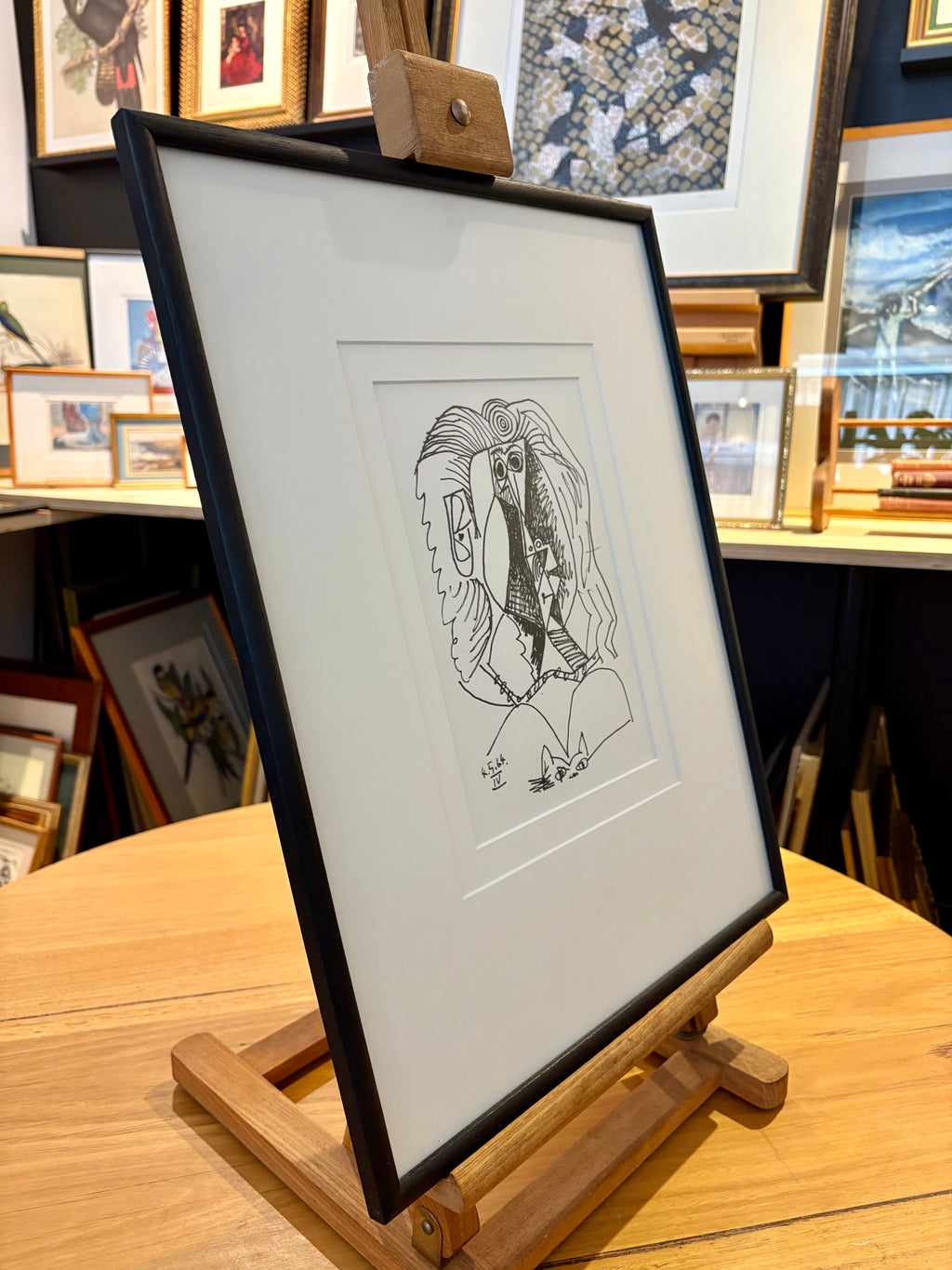 Original lithographic print, 1970, limited edition, Picasso, portrait, mid century framed art