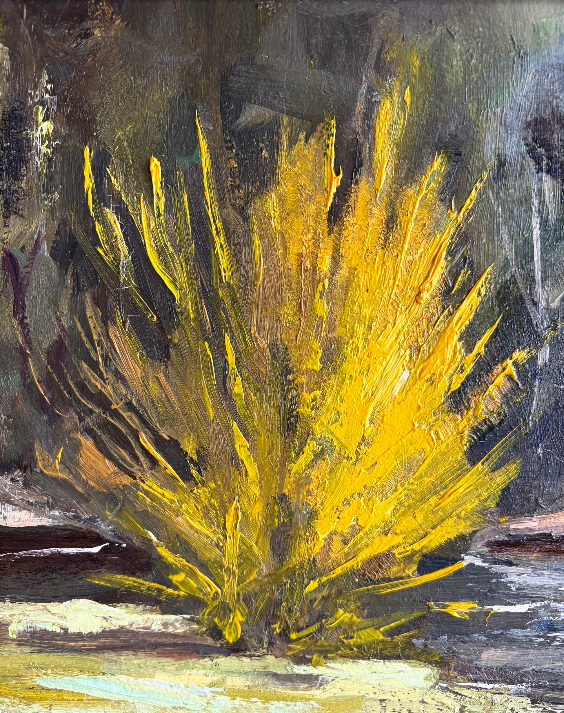 Warandyte original oil painting on board, Pauline Cross, framed vintage art