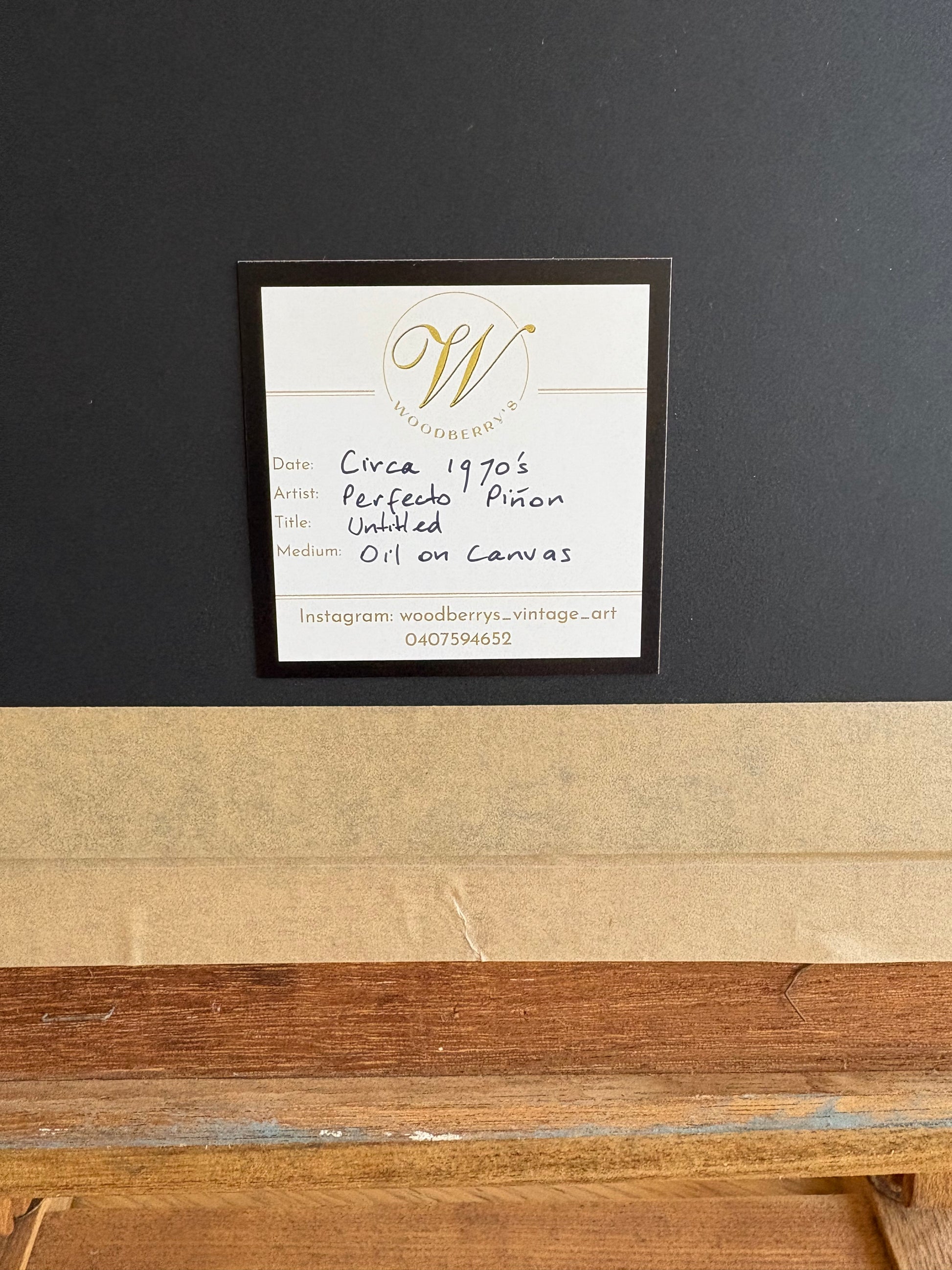 Vintage original painting on canvas, Perfecto Pinon, signed framed artwork, Modernist art