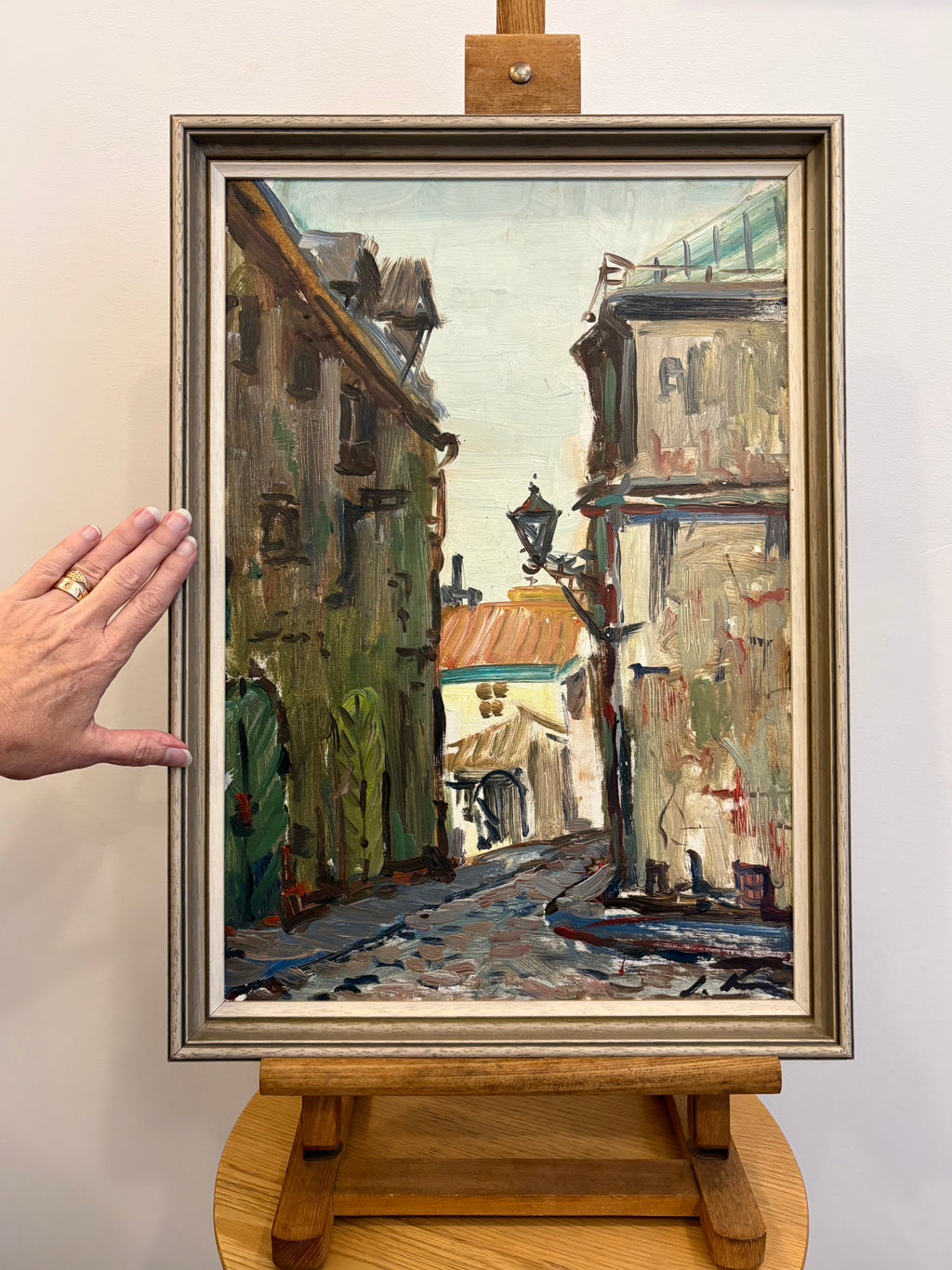 Original Mid Century oil painting, Stanislavs Kreics, vintage framed art