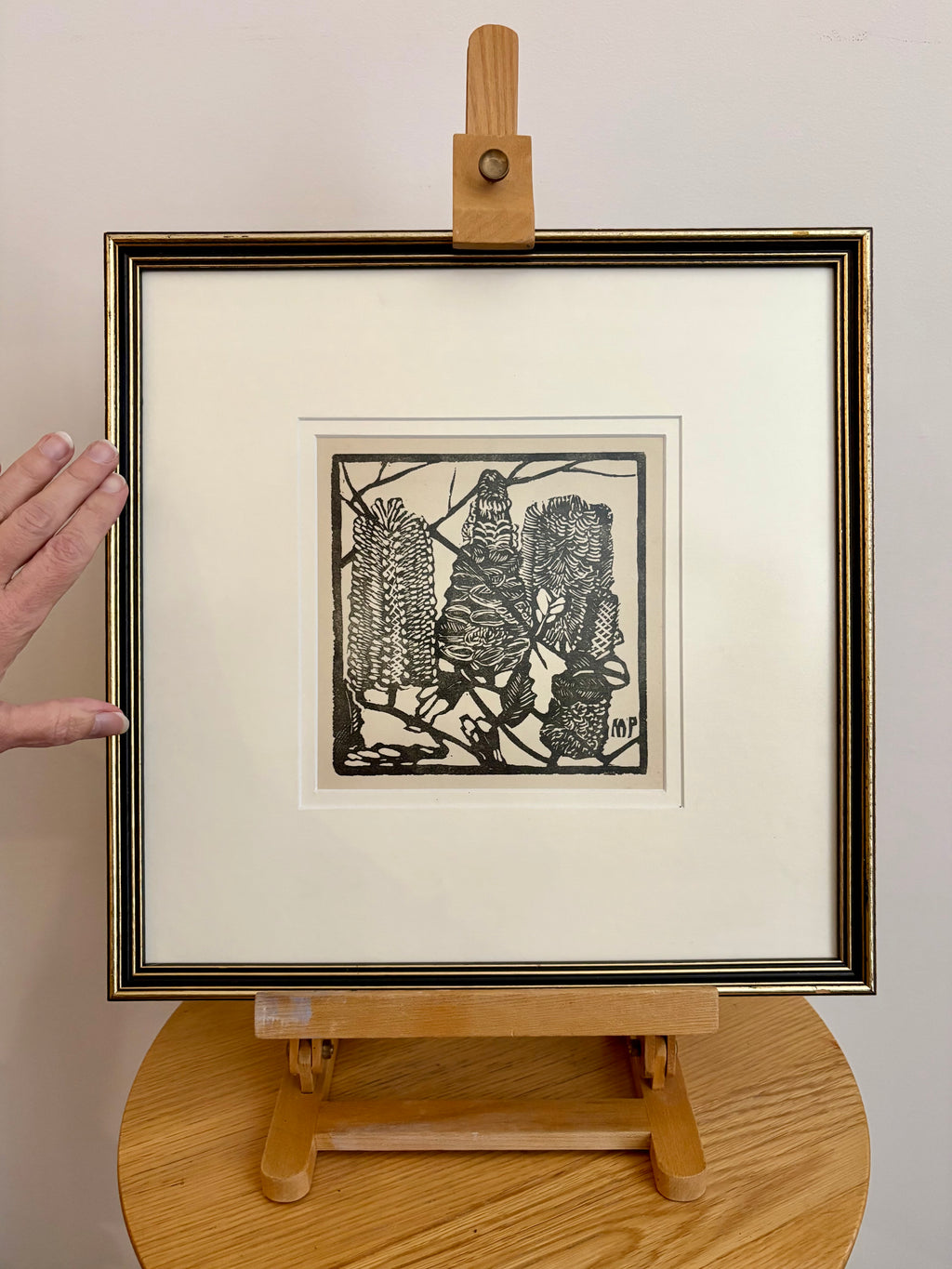 1932 Original Margaret Preston woodblock print, “Banksia”, framed antique vintage art