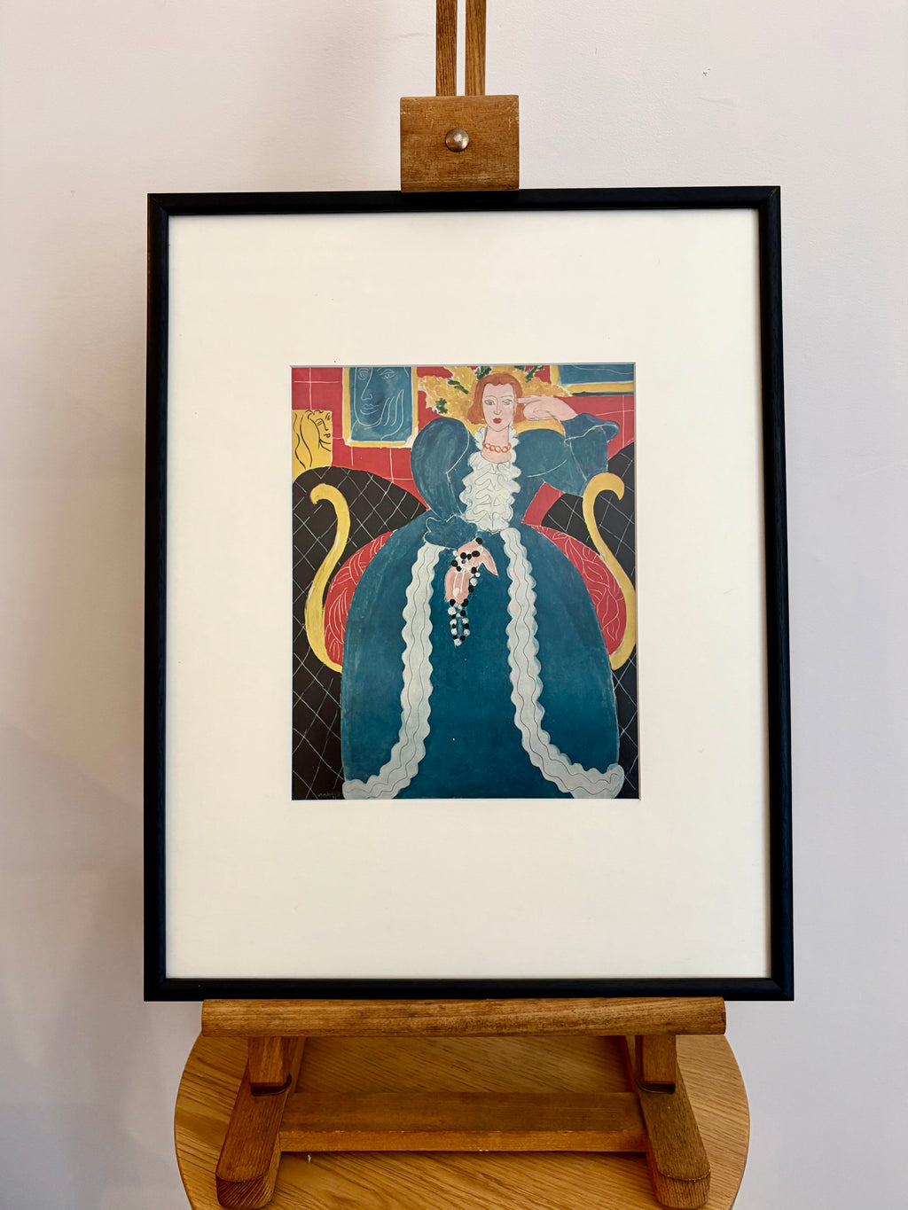 1930s Vintage Henri Matisse fine art print, "Woman in Blue", framed art, mid-century wall art