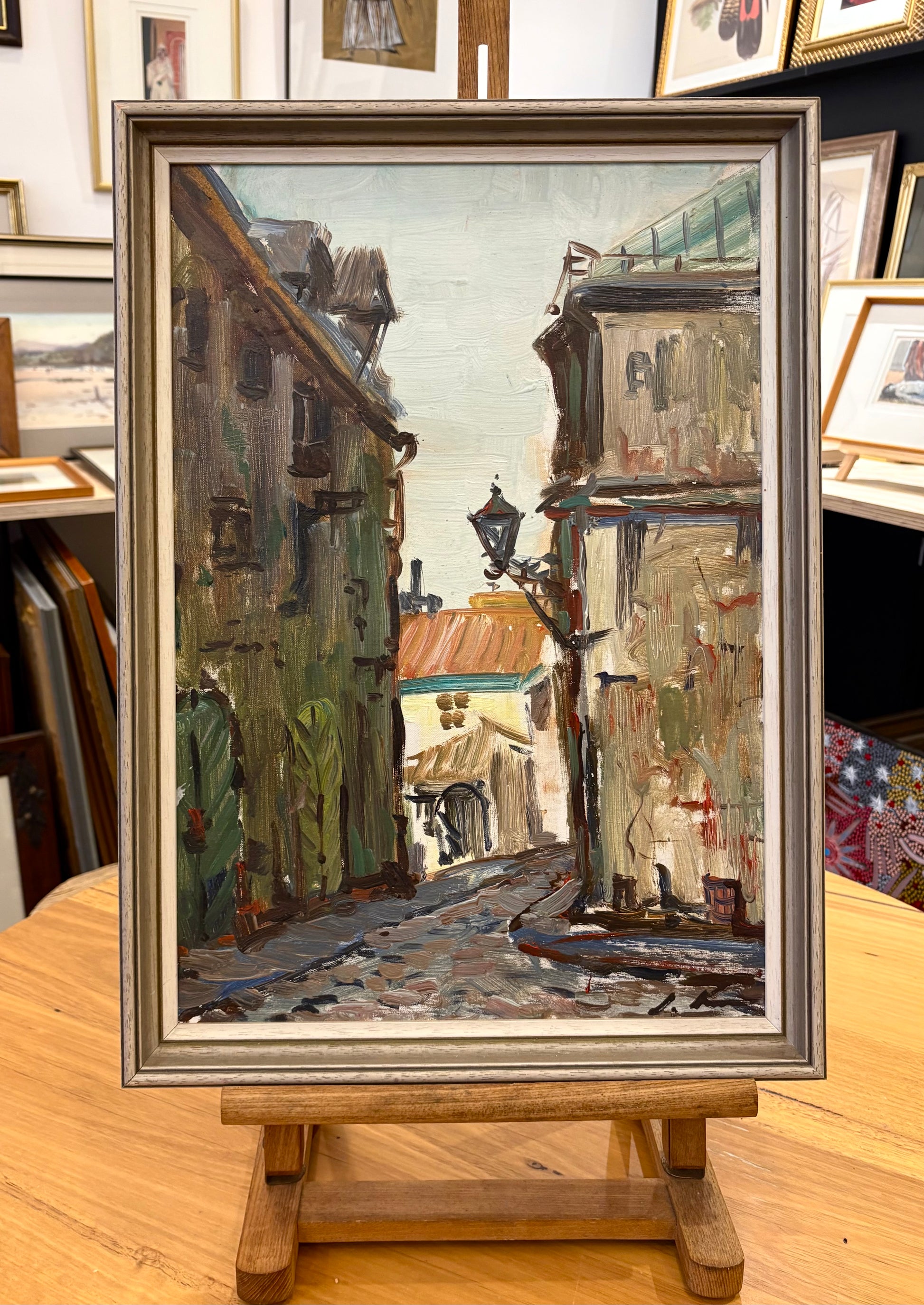 Original Mid Century oil painting, Stanislavs Kreics, vintage framed art
