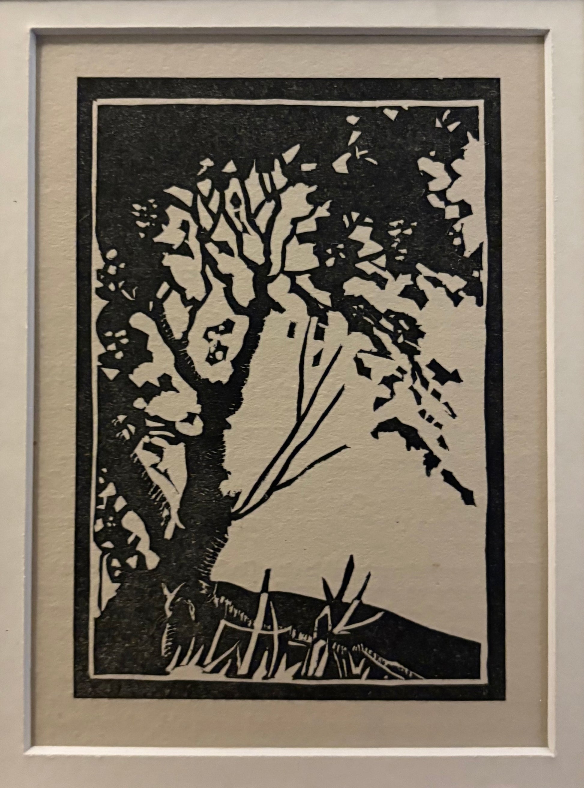 1930s Original lino print, Marjorie Wood, linocut, framed antique art