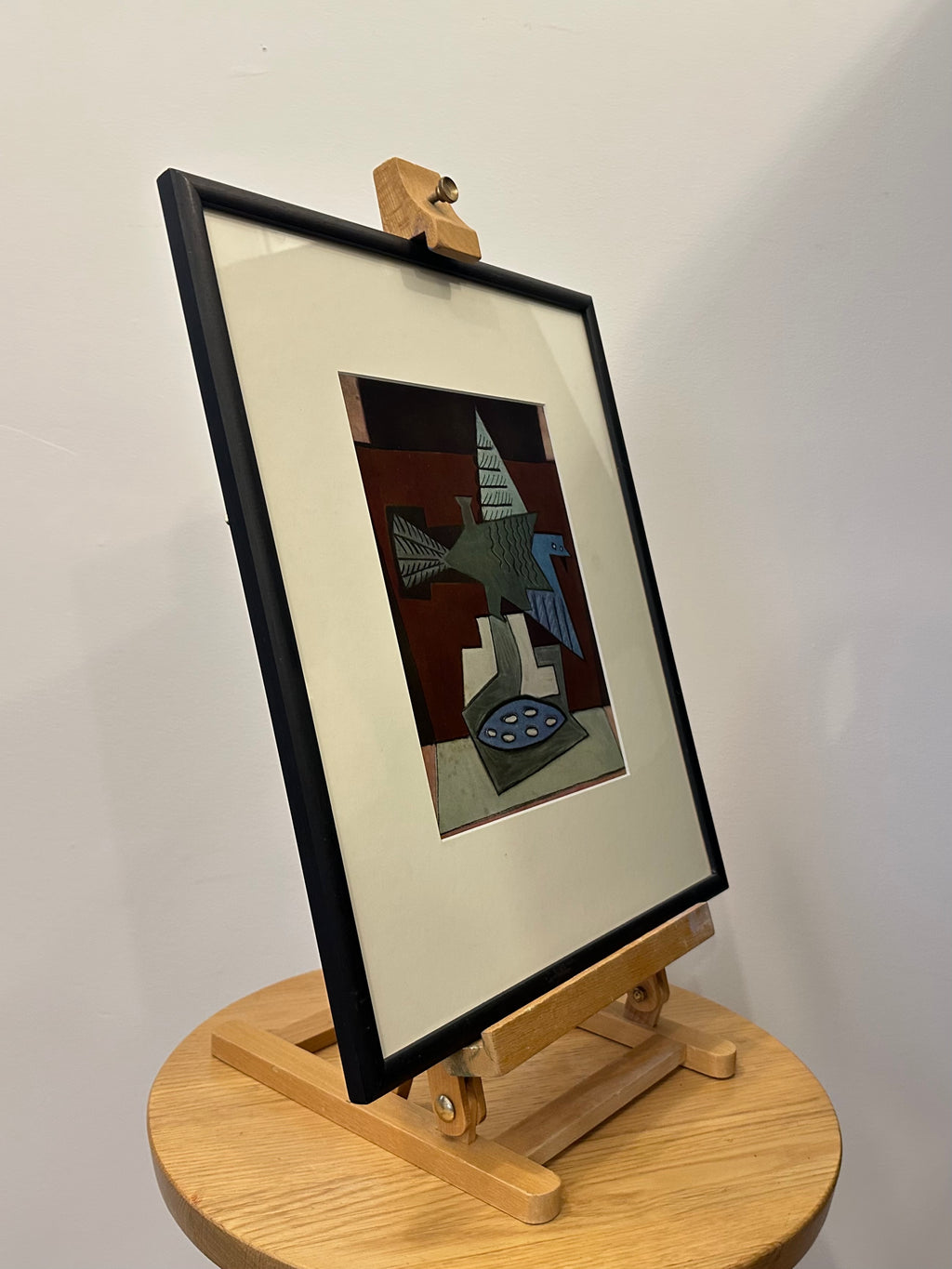 Vintage Juan Gris print, bird, framed art, Cubism