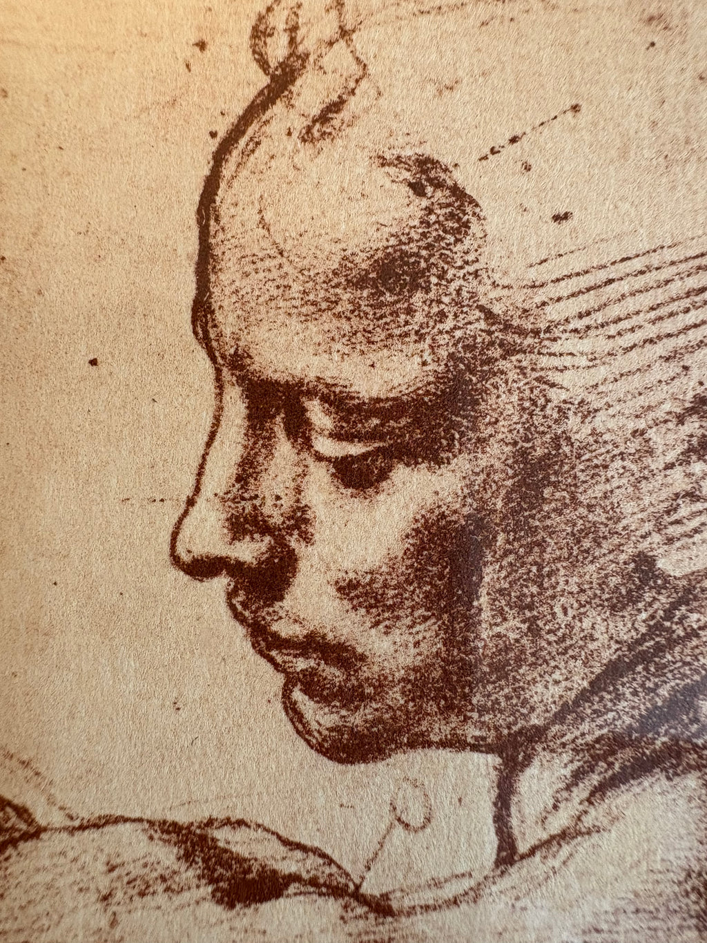 1938 print, Michelangelo "The Libyan Sibyl" (1511), framed vintage art