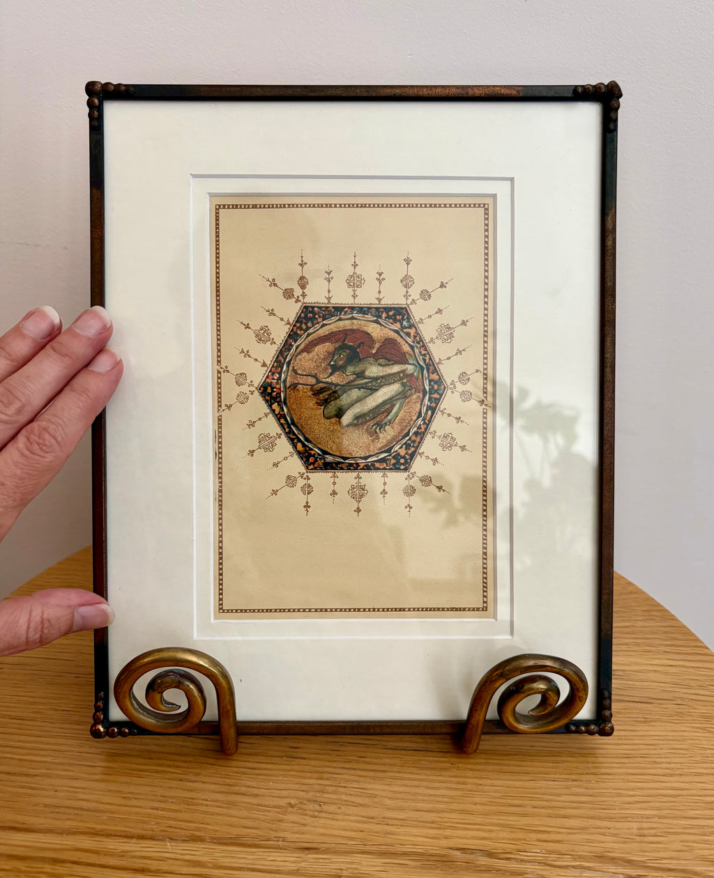 1925 Mariette Lydis gilded offset lithograph, “Devil”, framed art, antique