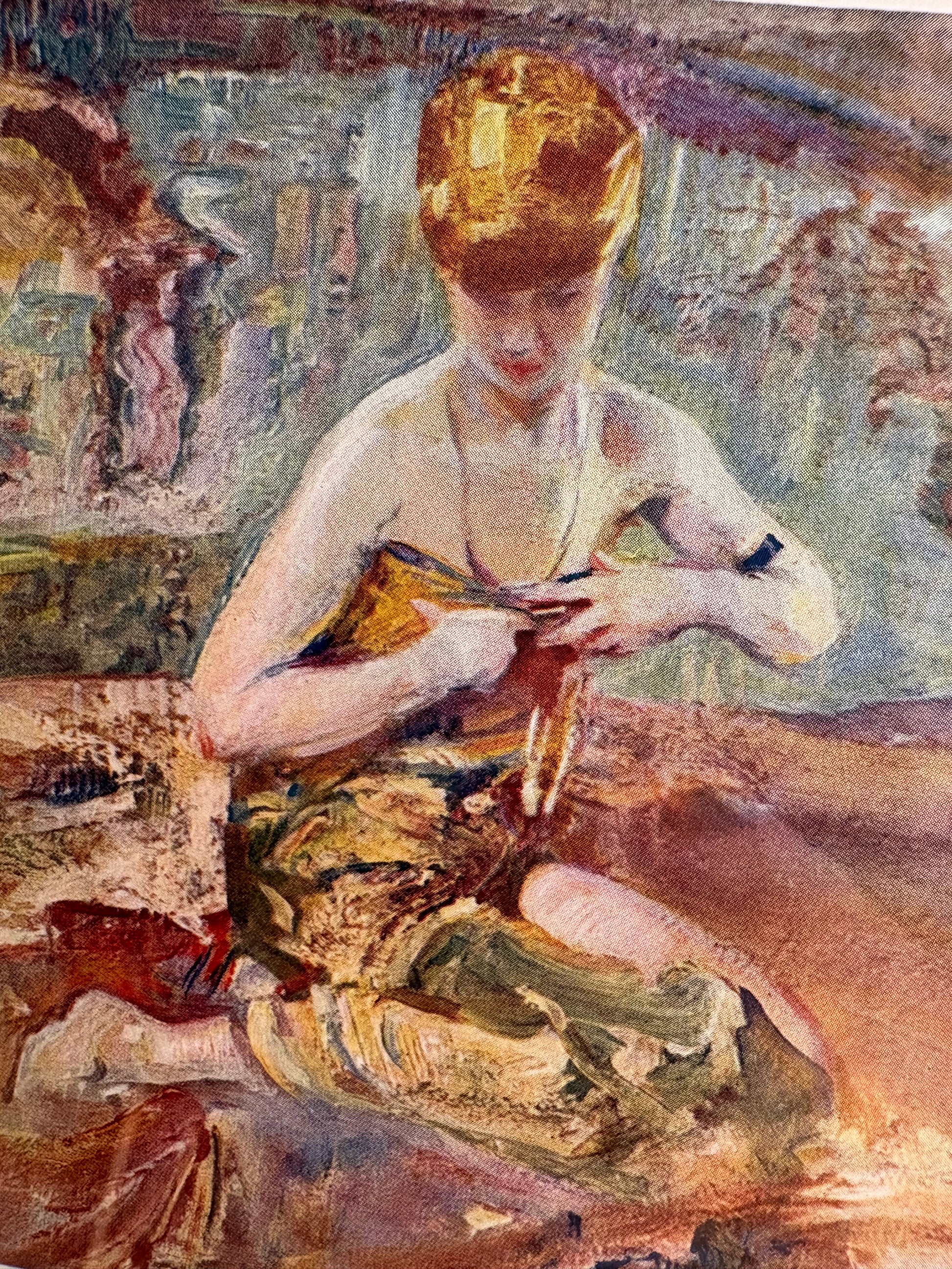 1923 antique print after Lawson Balfour’s painting, Portrait, framed vintage art