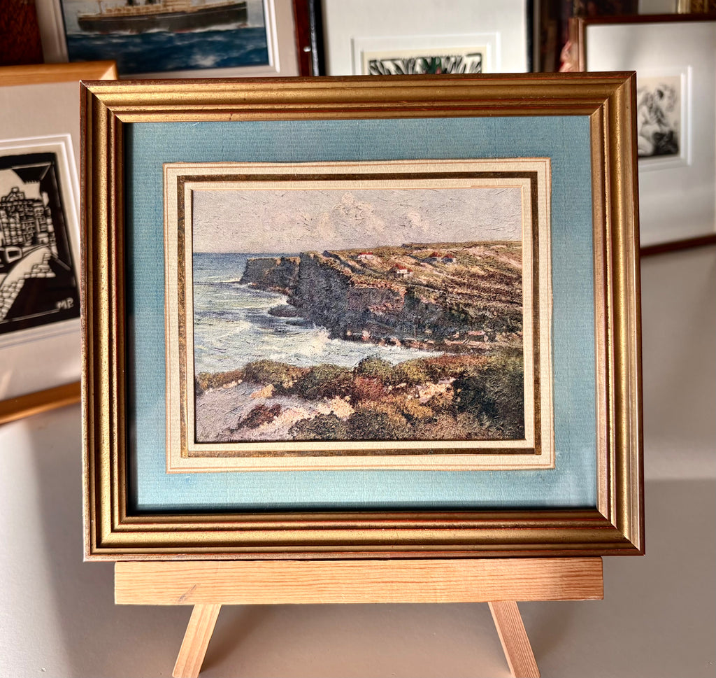 Antique miniature Australian landscape print, “Bronte Headland”, framed art