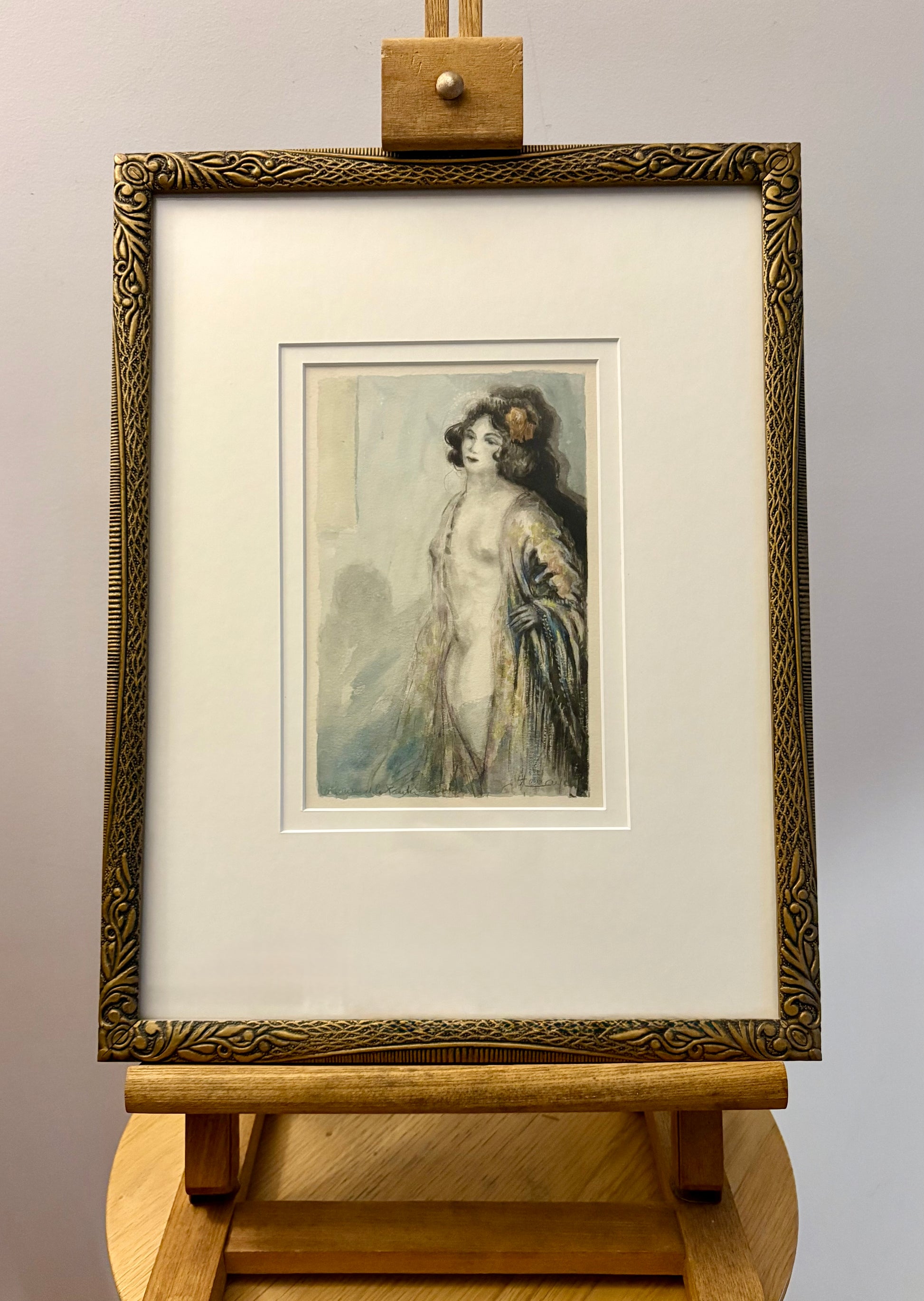 1900s French original watercolour painting, Impressionist, antique framed art