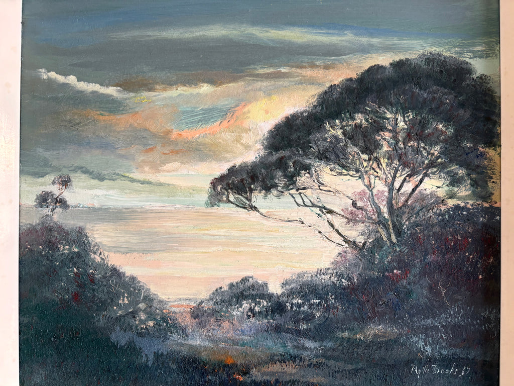 1960s original mid century oil painting, signed, Australian landscape