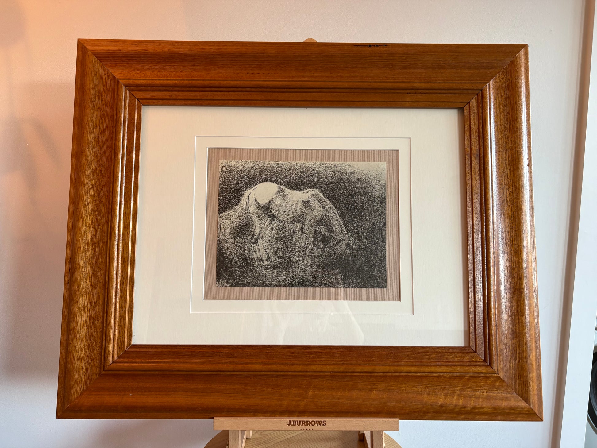 1928 Rare antique print, French, Seurat, drawing folio, framed art, portrait, horse