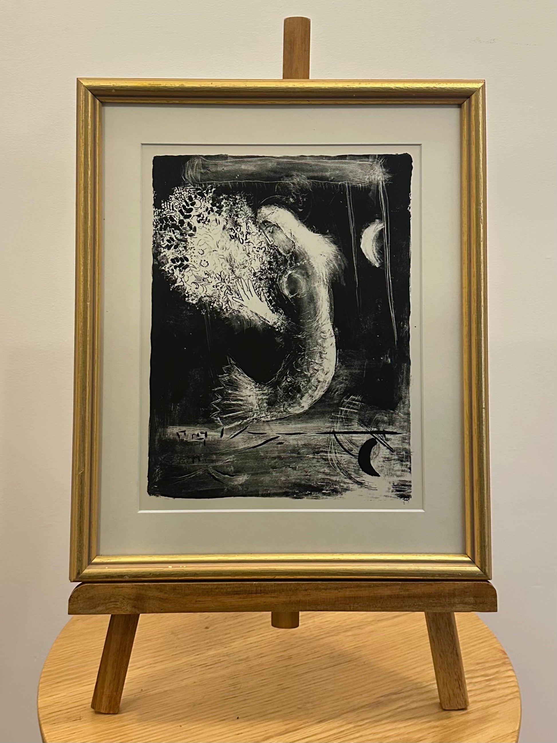 1950s vintage print, Marc Chagall, Mermaid, framed art, Mid-Century
