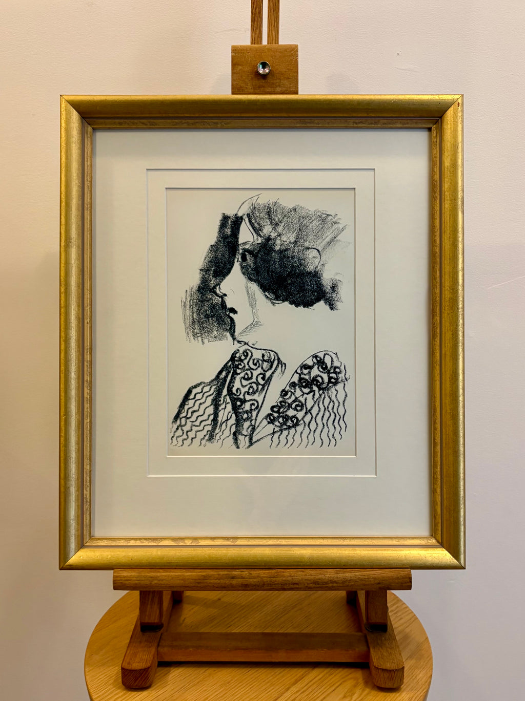 1950s vintage print, Marc Chagall, portrait, framed art, Mid-Century