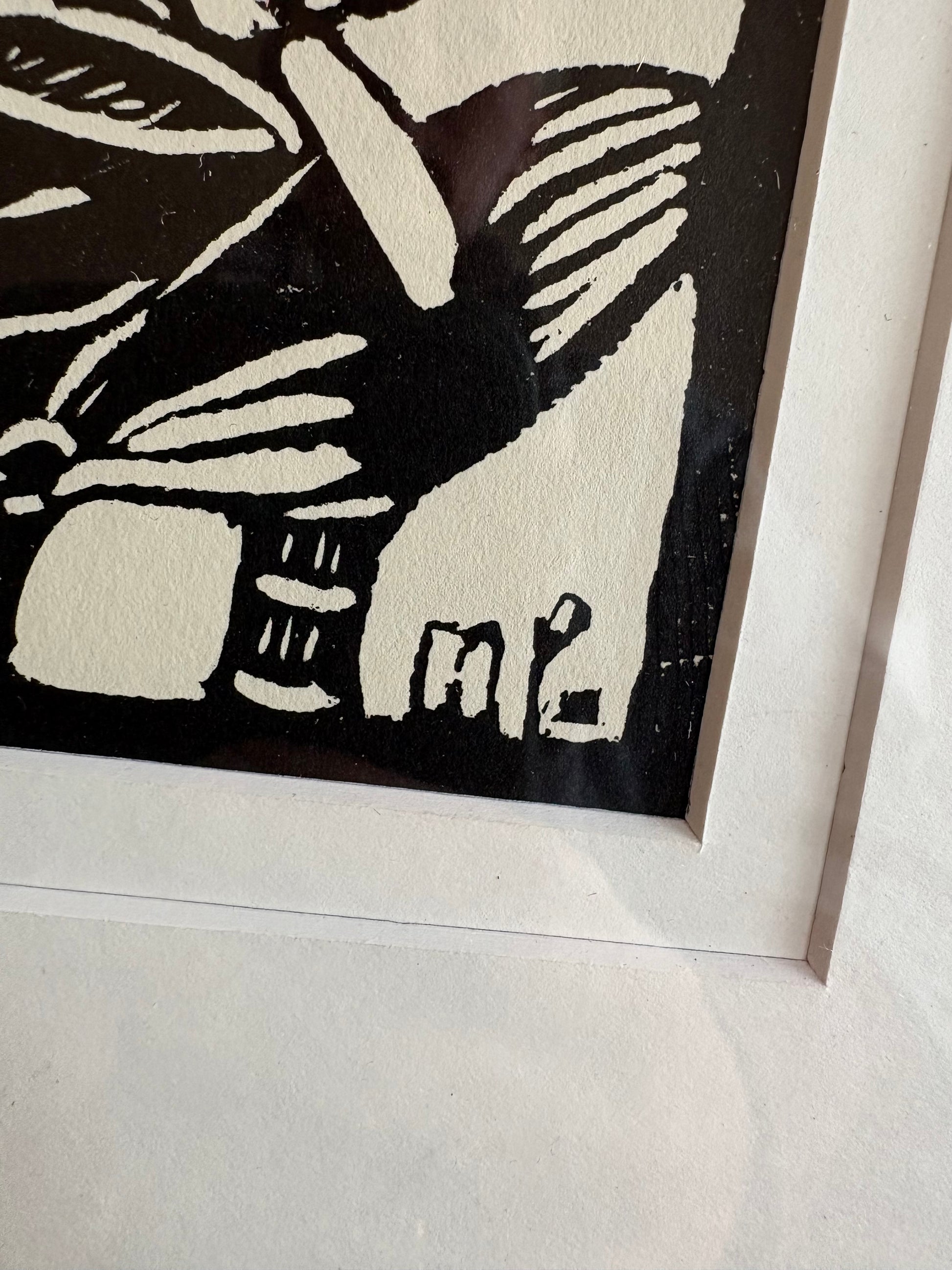 Original 1930s Margaret Preston woodblock print, "Rock Lily" rare antique framed art