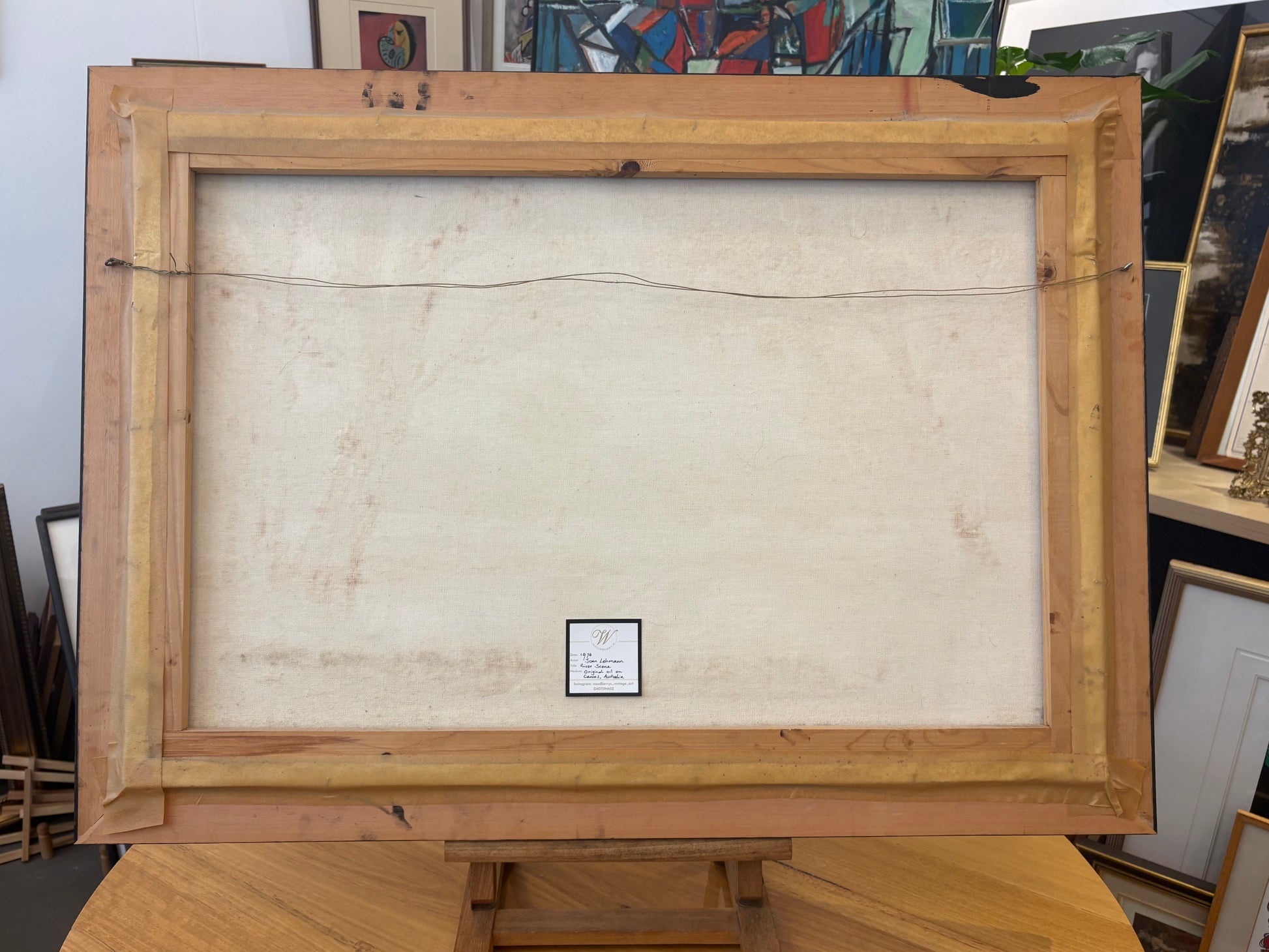 Large 1974 original Joan Lehmann oil painting on canvas, Australian landscape, framed art