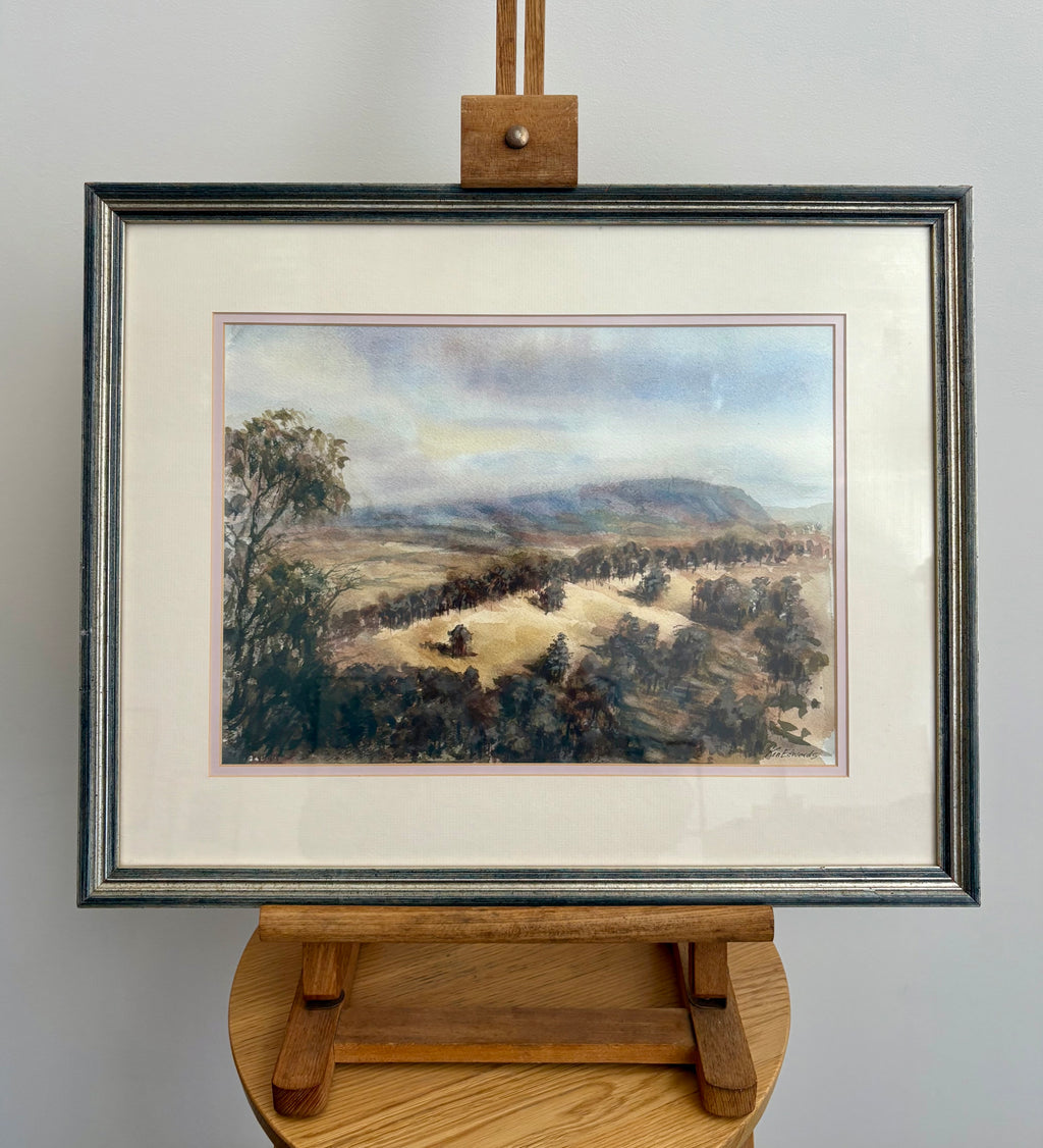 Original watercolour painting, Yarra Valley, Ken Edwards, vintage framed art