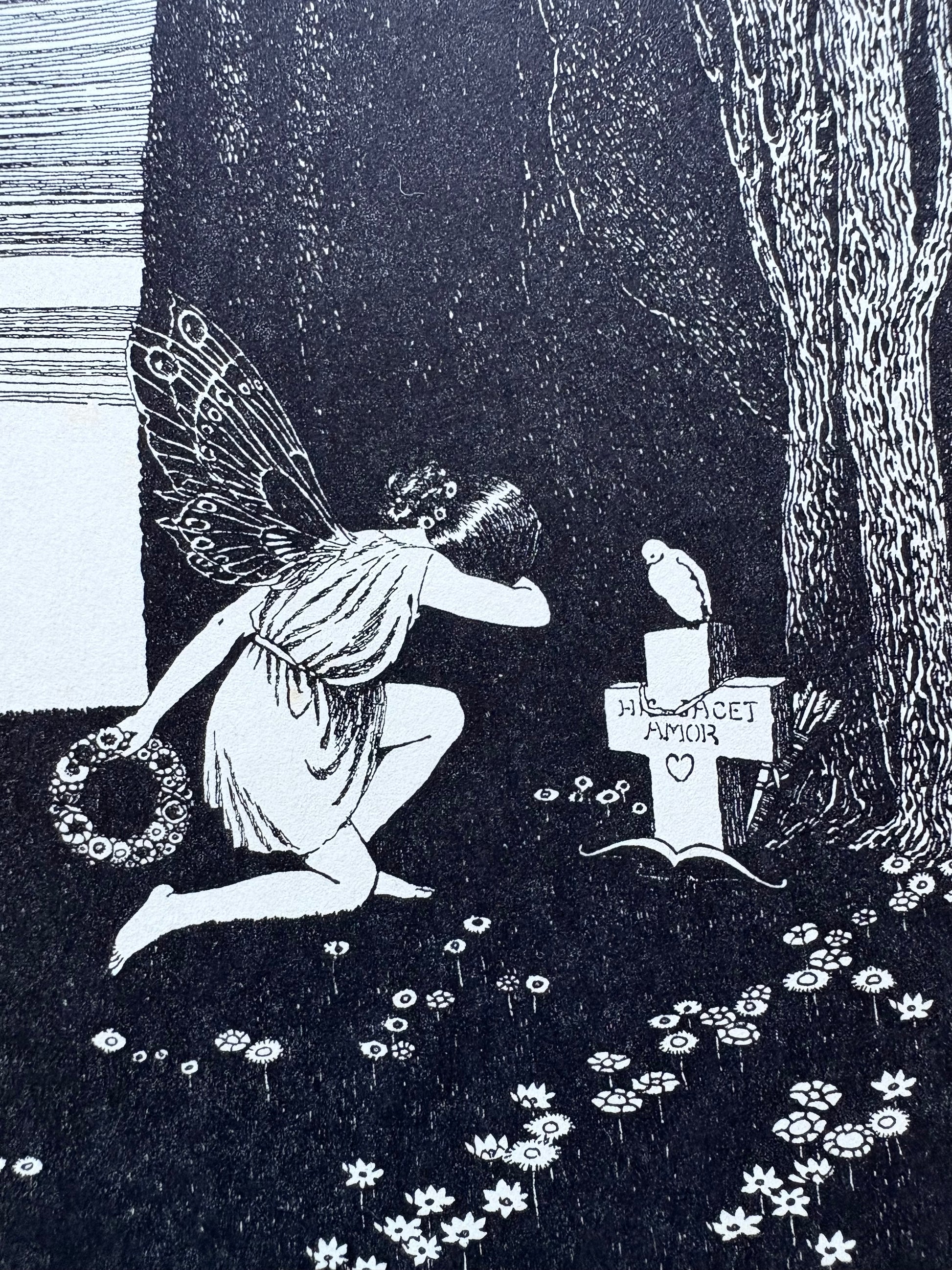 1931 Authentic antique Ida Rentoul Outhwaite print "Fairyland", 1st Edition UK, grave, fairy, art deco