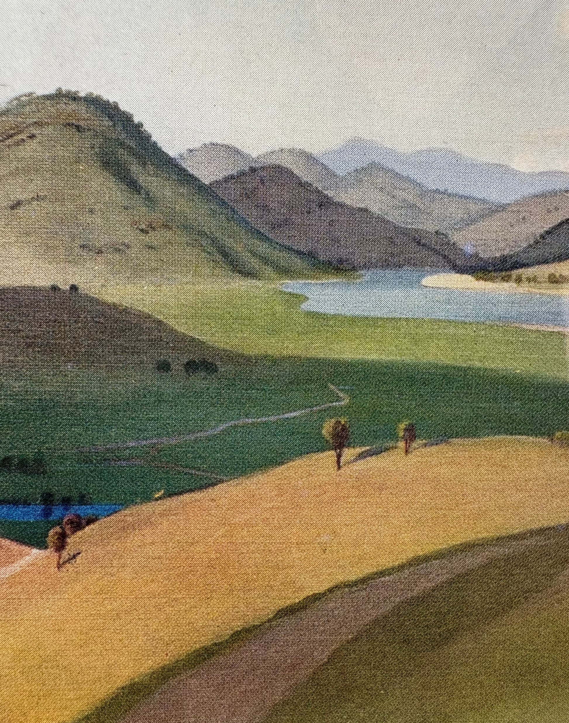 1920s Antique print, “Yass Landscape”, Elioth Gruner, Australian framed artwork