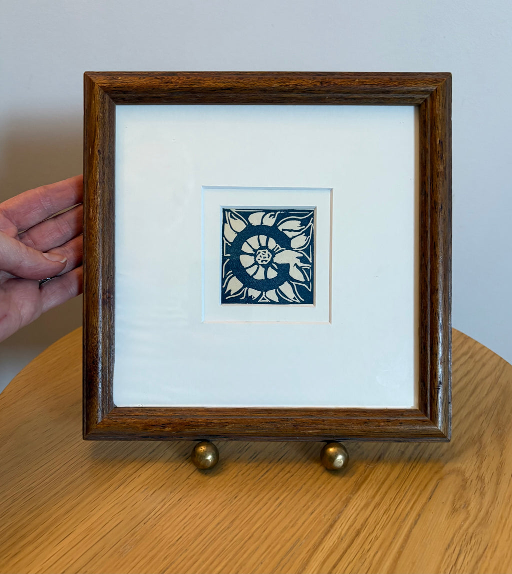 1920s Original Margaret Preston woodblock print, “Letter C”, antique framed art