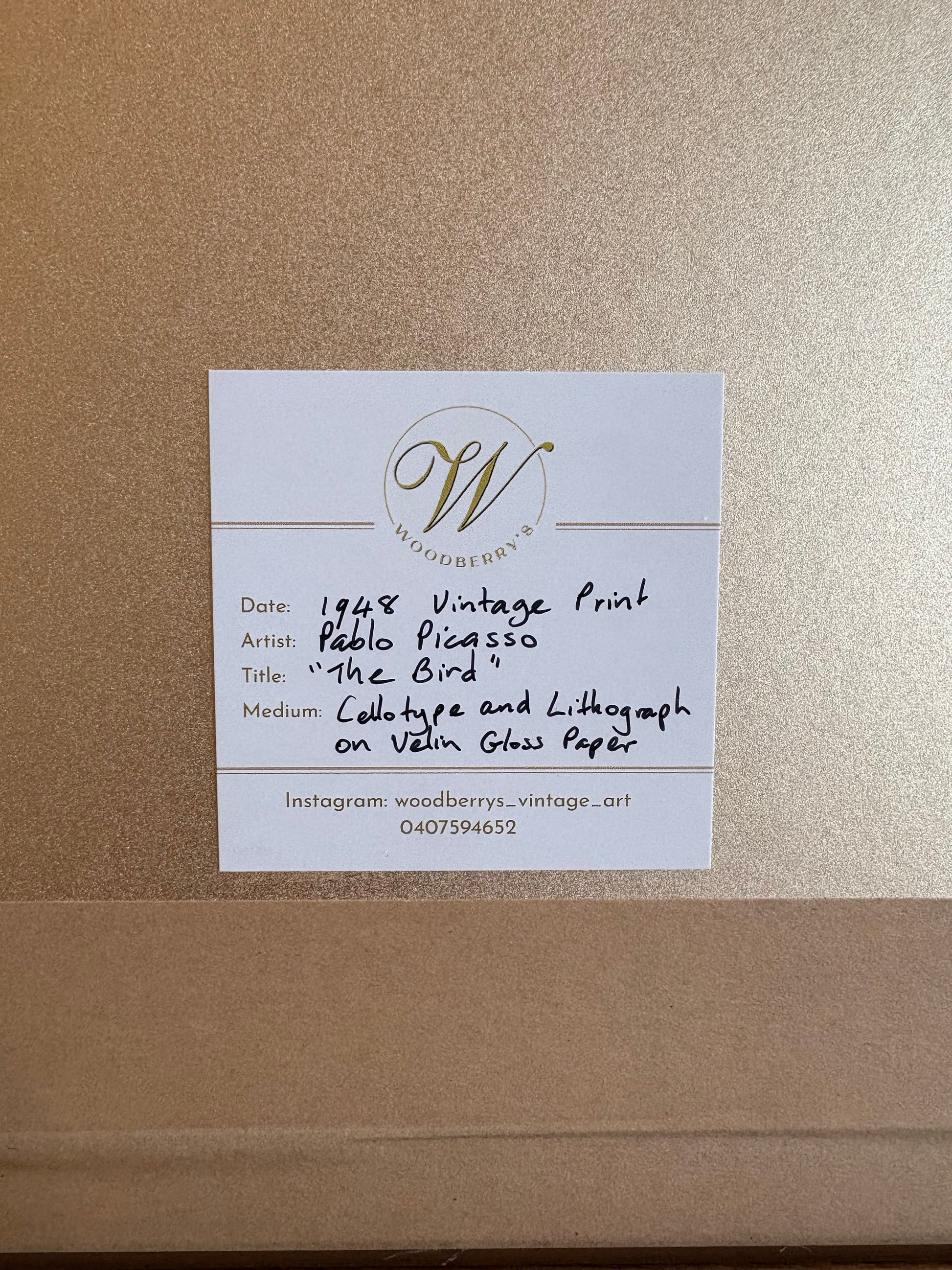 1948 Picasso collotype print, mid century, ceramic ceramic plate, bird