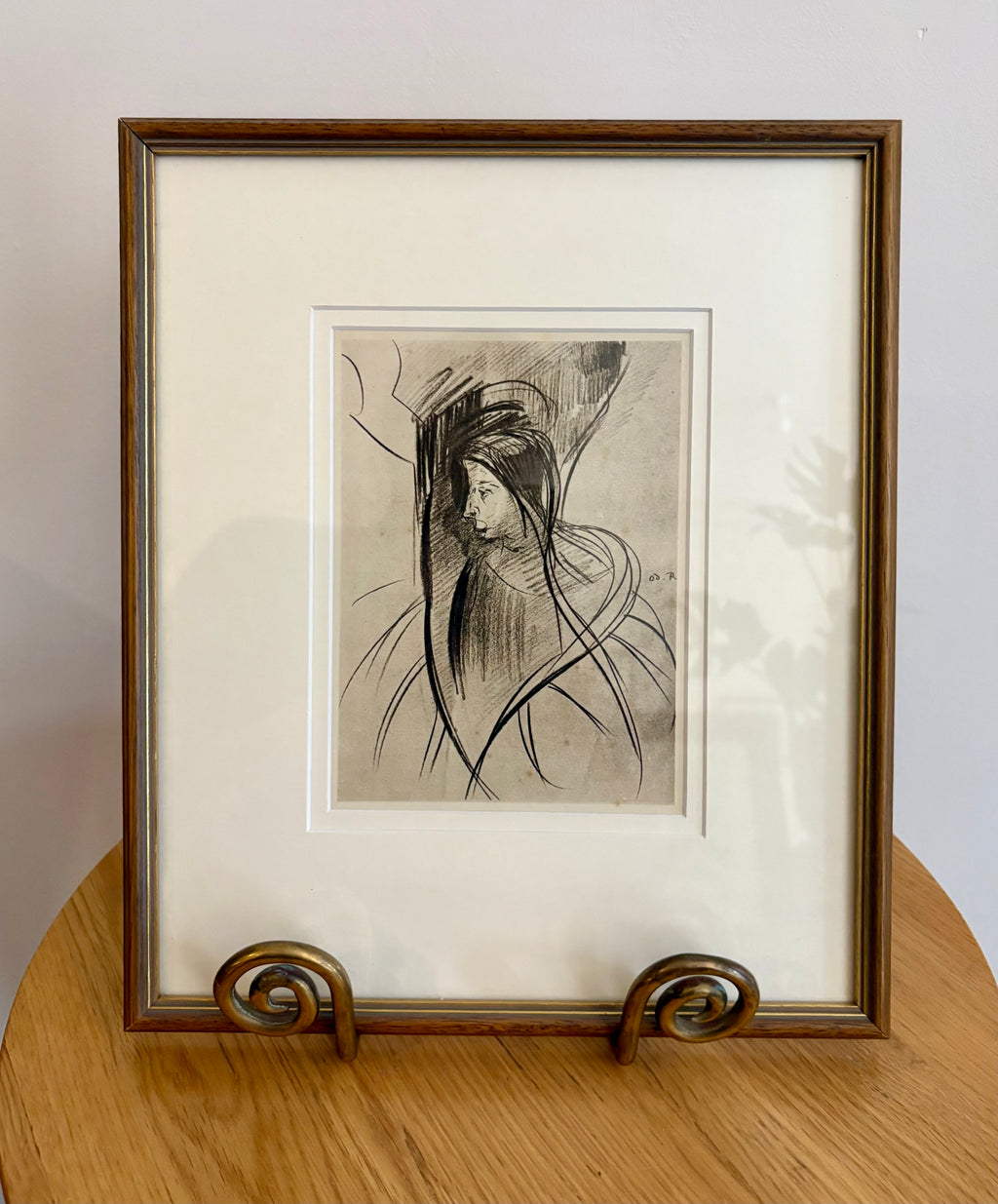 1929 Antique print, Odilon Redon, French, Portrait, vintage framed art