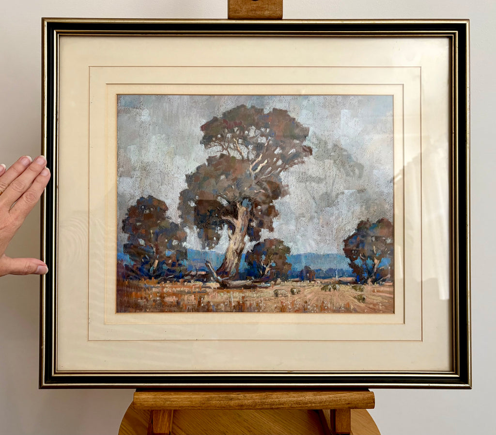 Original Alan Tregenza pastel drawing, Grampians, framed vintage art