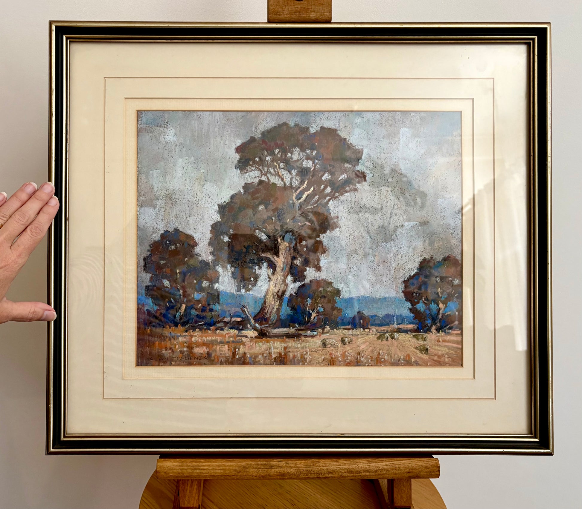 Original Alan Tregenza pastel drawing, Grampians, framed vintage art