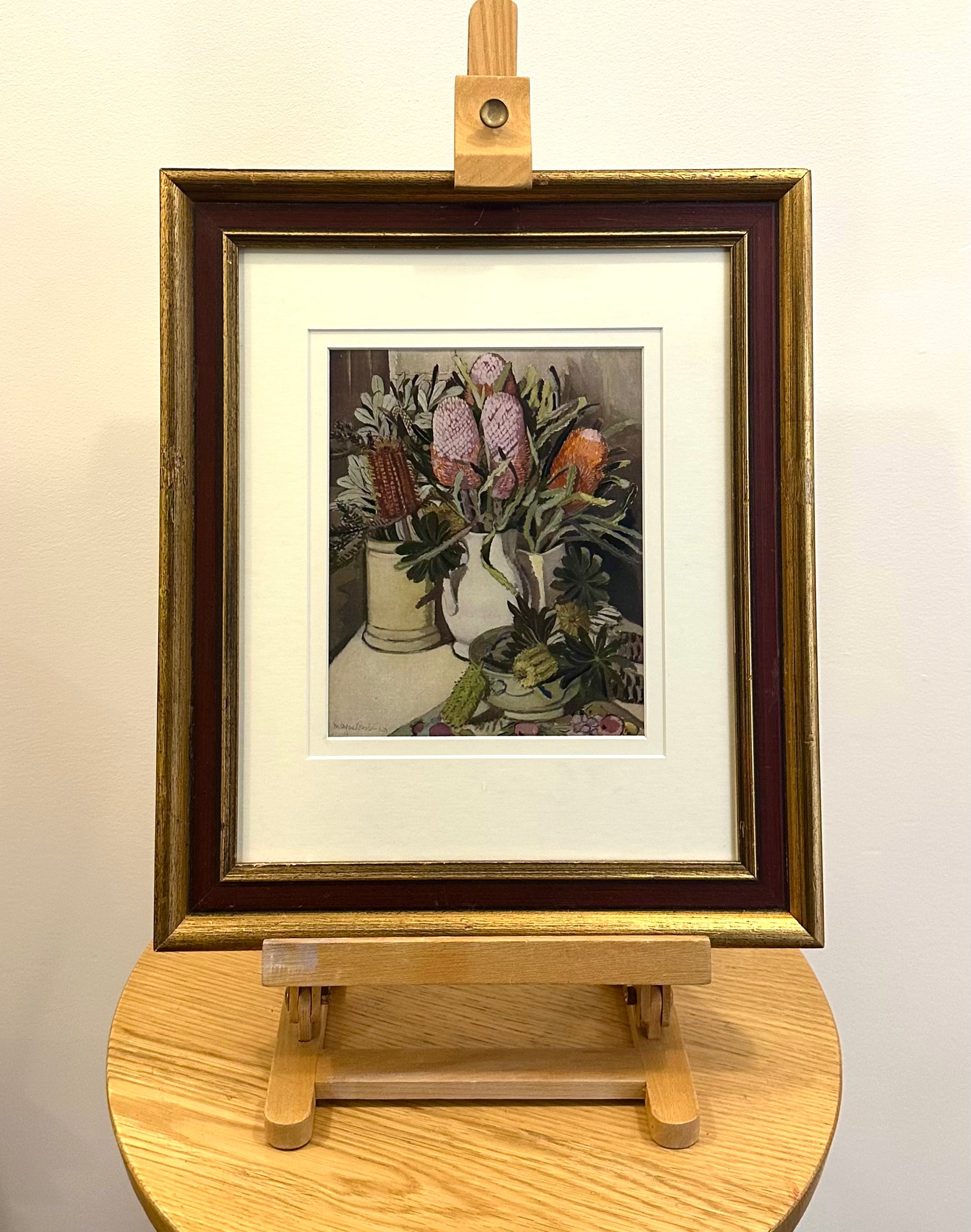 1930s Margaret Preston print, Banksias, antique framed art