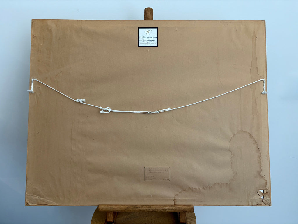 Original watercolour painting, John Flexmore, coastal scene, vintage framed art