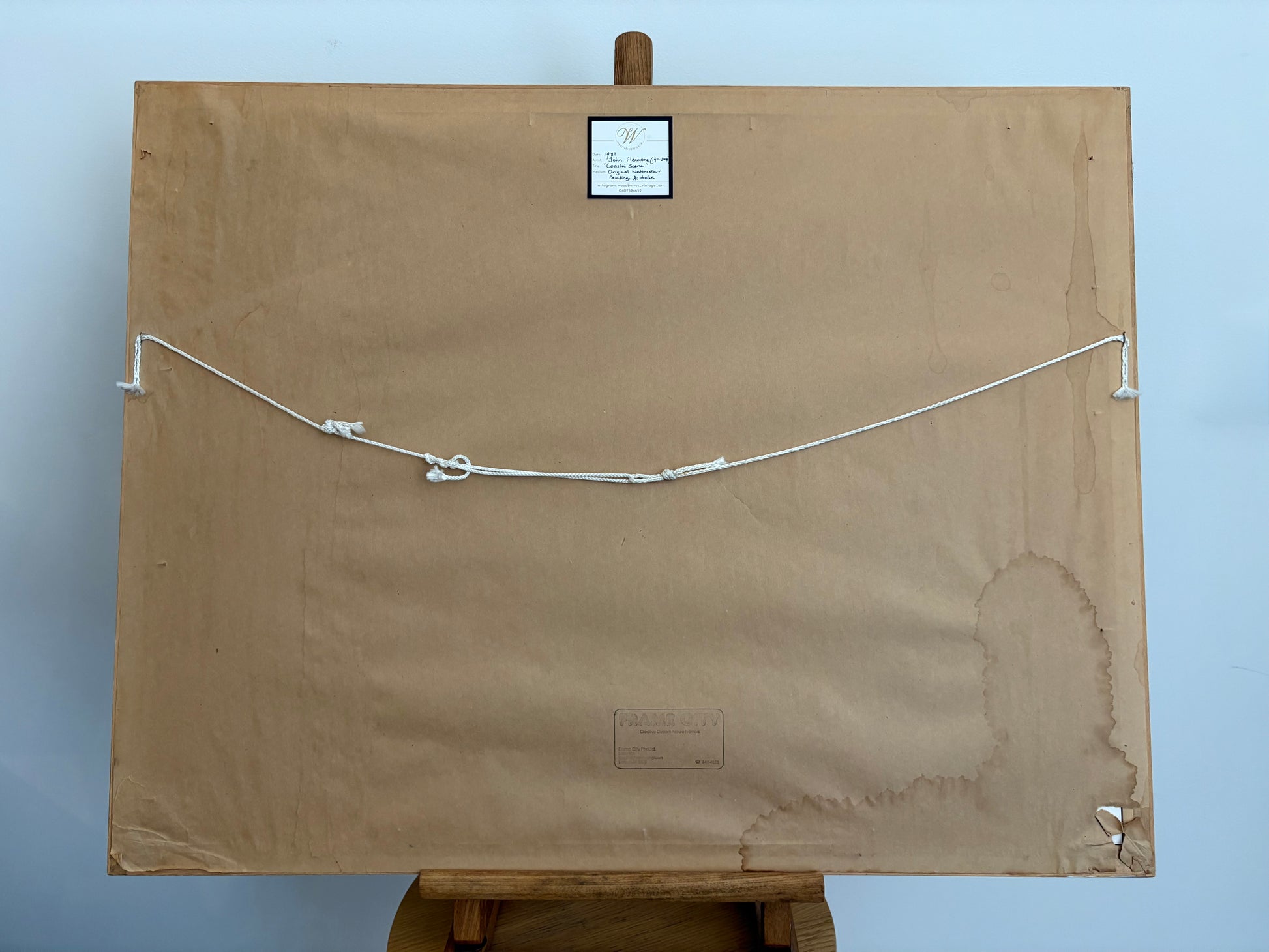 Original watercolour painting, John Flexmore, coastal scene, vintage framed art