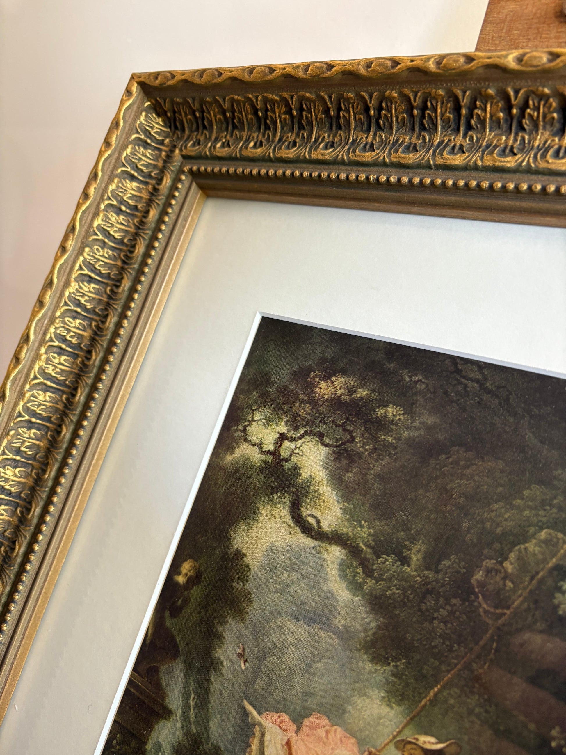 1950s vintage print, “The Swing”, after “Jean-Honoré Fragonard, Rococo framed art