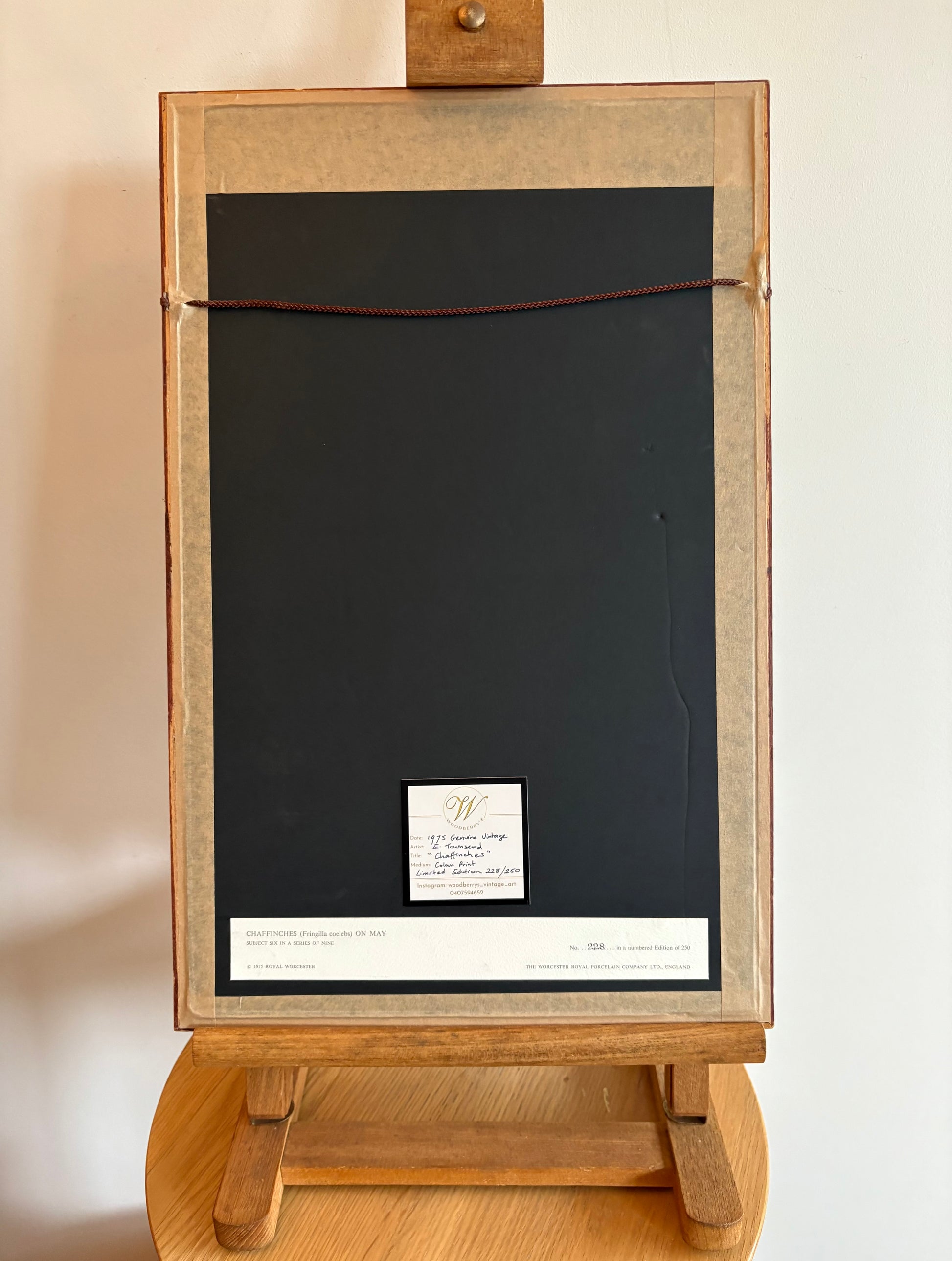 1975 Vintage limited edition print, Royal Worcester birds, framed art