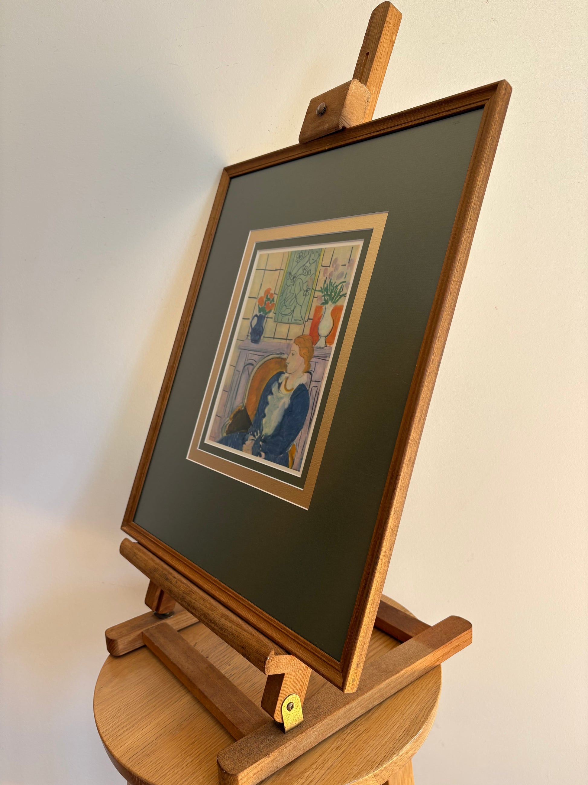 1939 Vintage Henri Matisse fine art print, "Woman in Blue", framed art, mid-century wall art