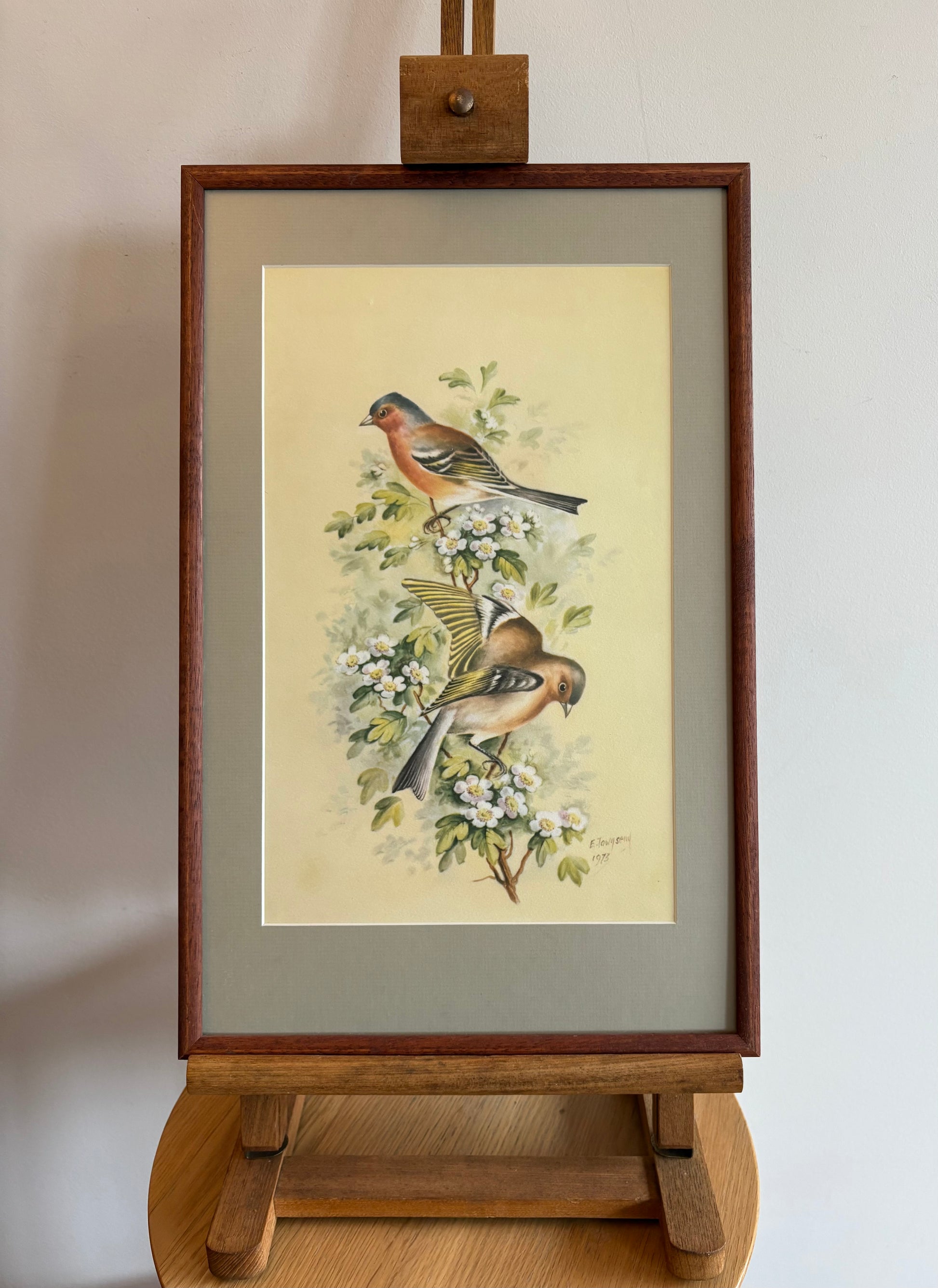 1975 Vintage limited edition print, Royal Worcester birds, framed art