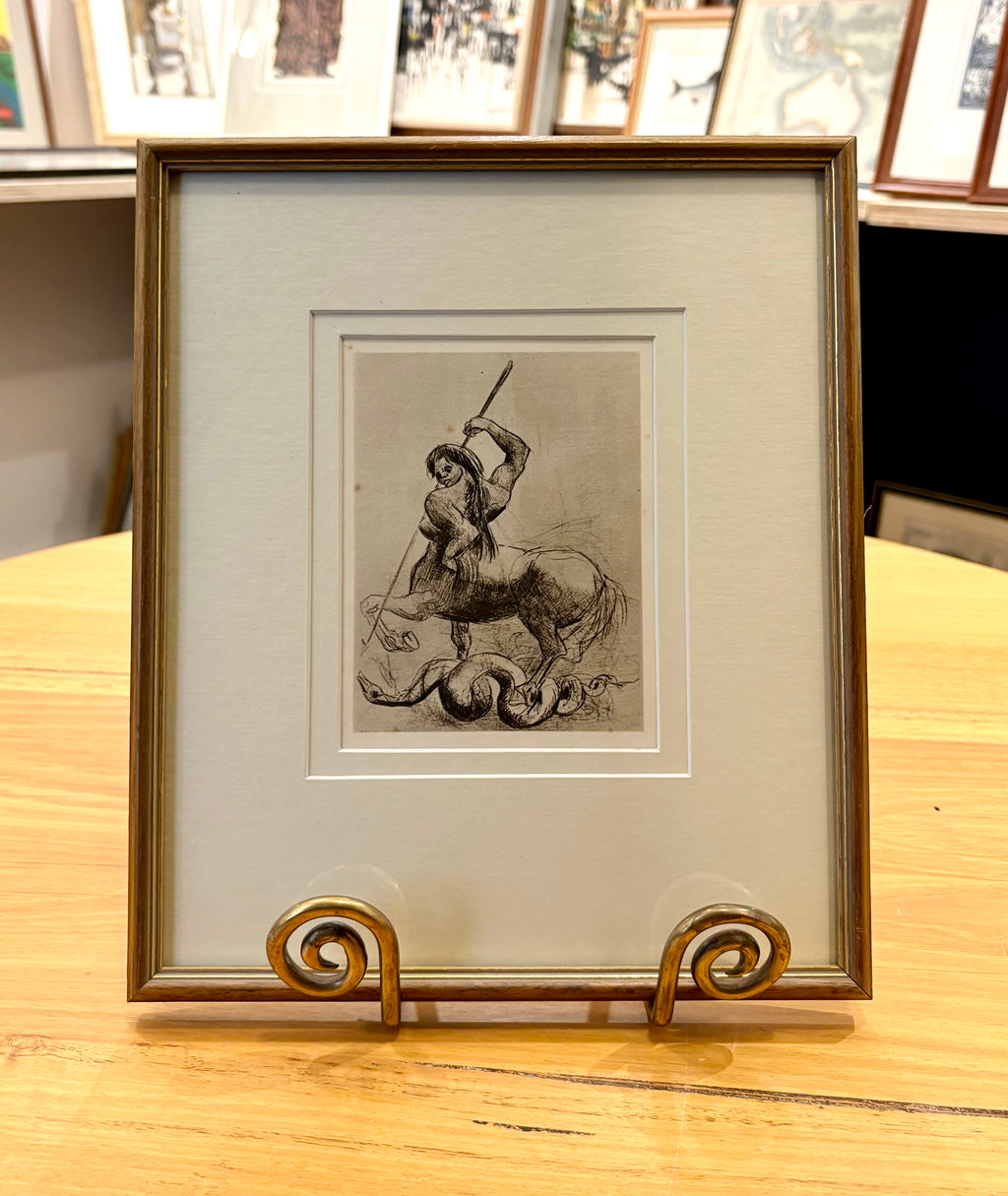 1920s Antique print, Odilon Redon, French, Centaur, vintage framed art