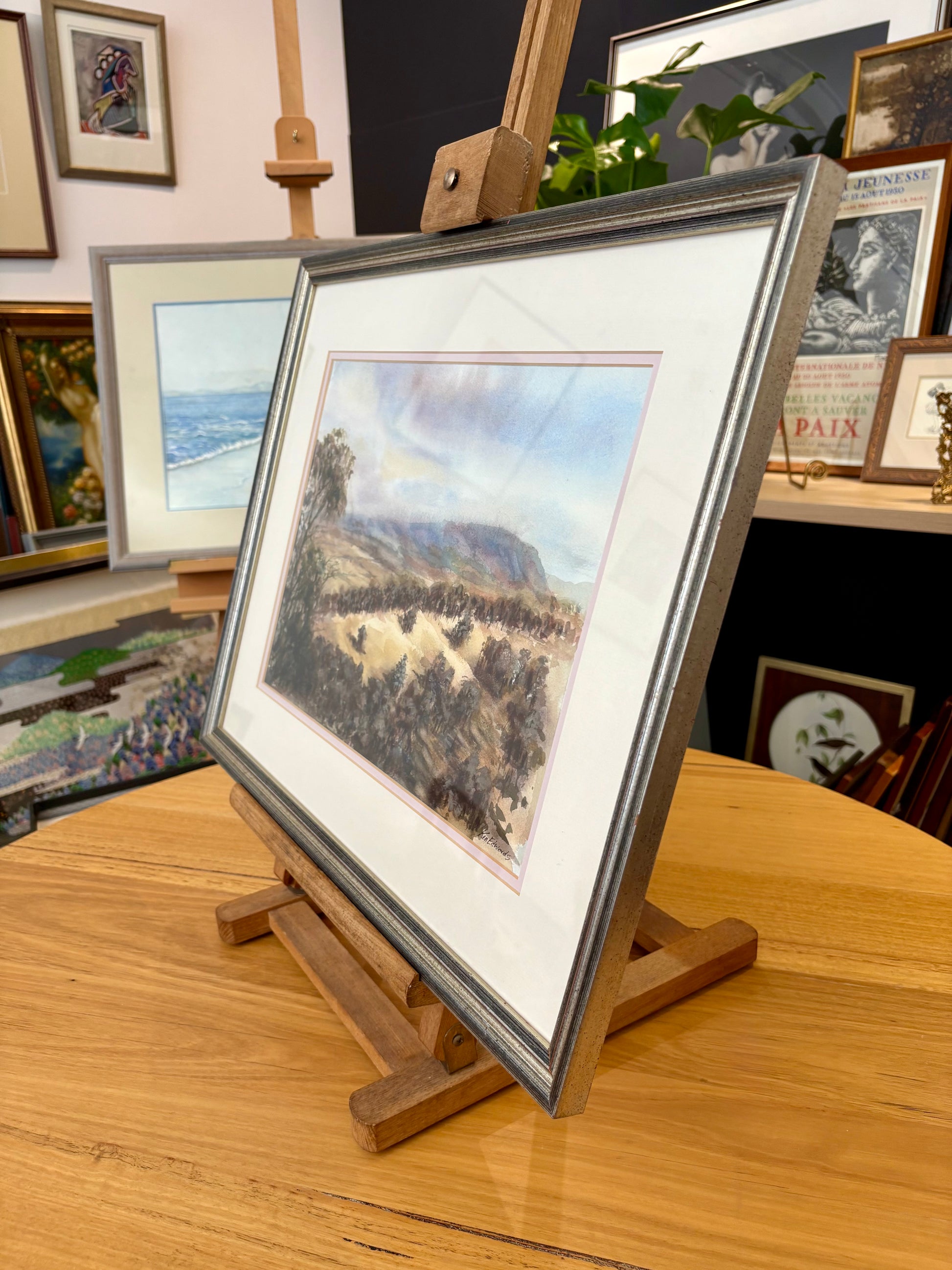 Original watercolour painting, Yarra Valley, Ken Edwards, vintage framed art