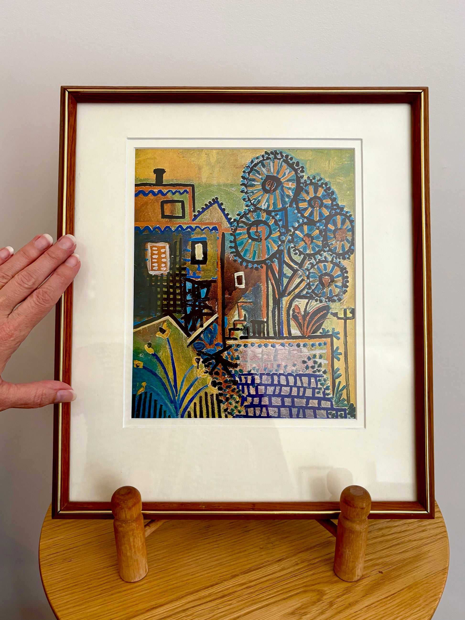 1950s Picasso print, vintage framed art, “Paysage” Mid Century framed art