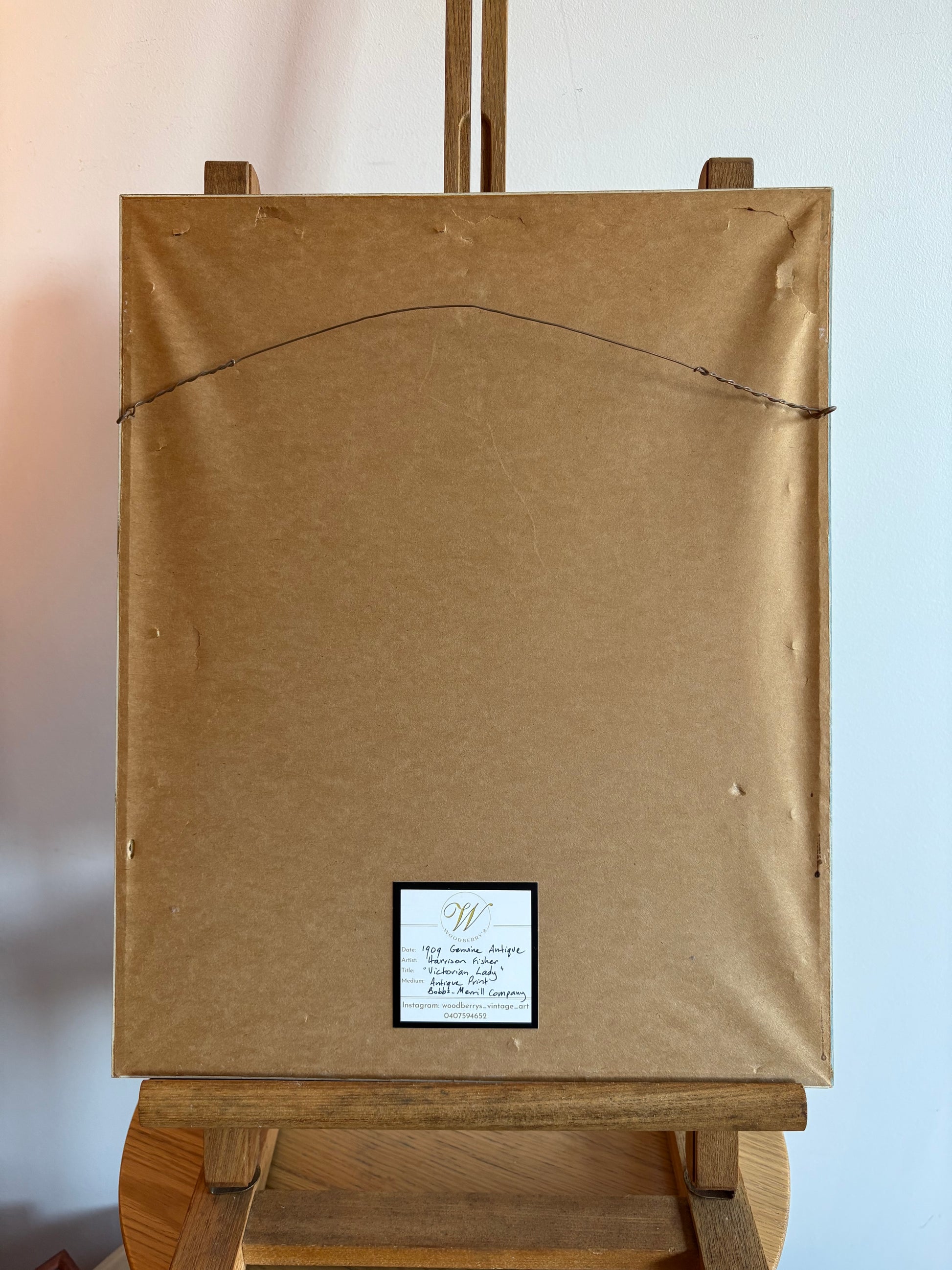 1909 Antique Harrison Fisher print, Bobbs-Merrill, framed vintage art, woman with feathered hat