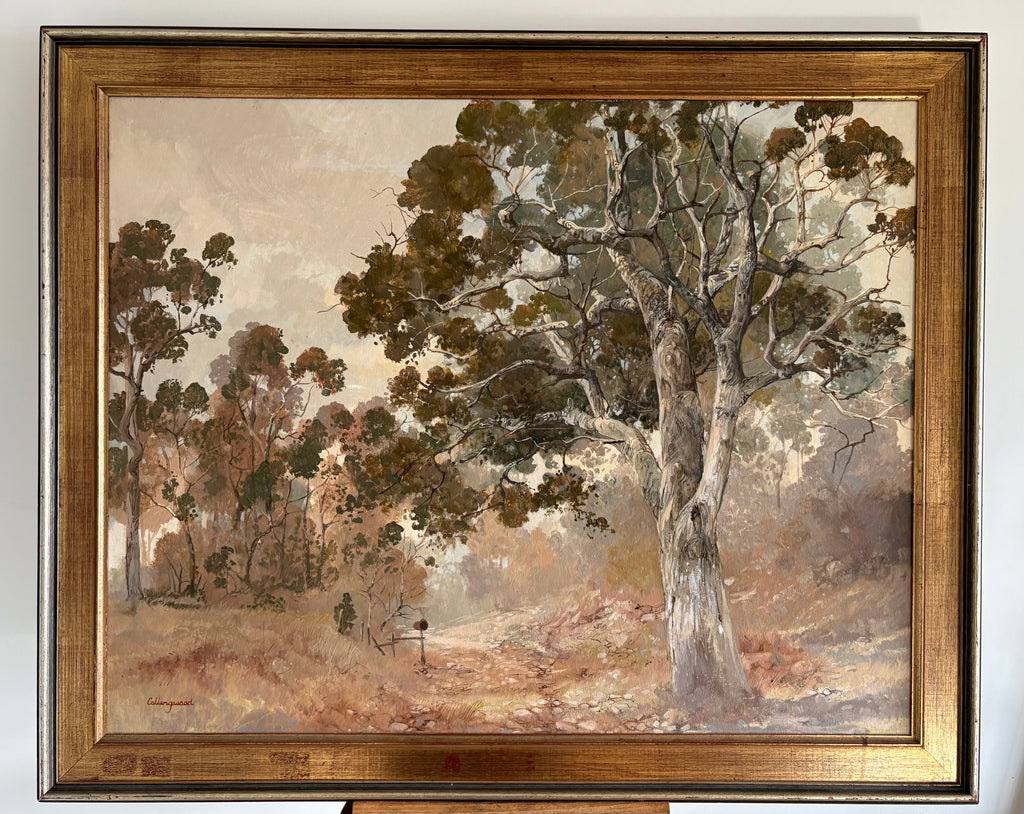 Large 1970s Kerry Collingwood Australian landscape painting, vintage framed art
