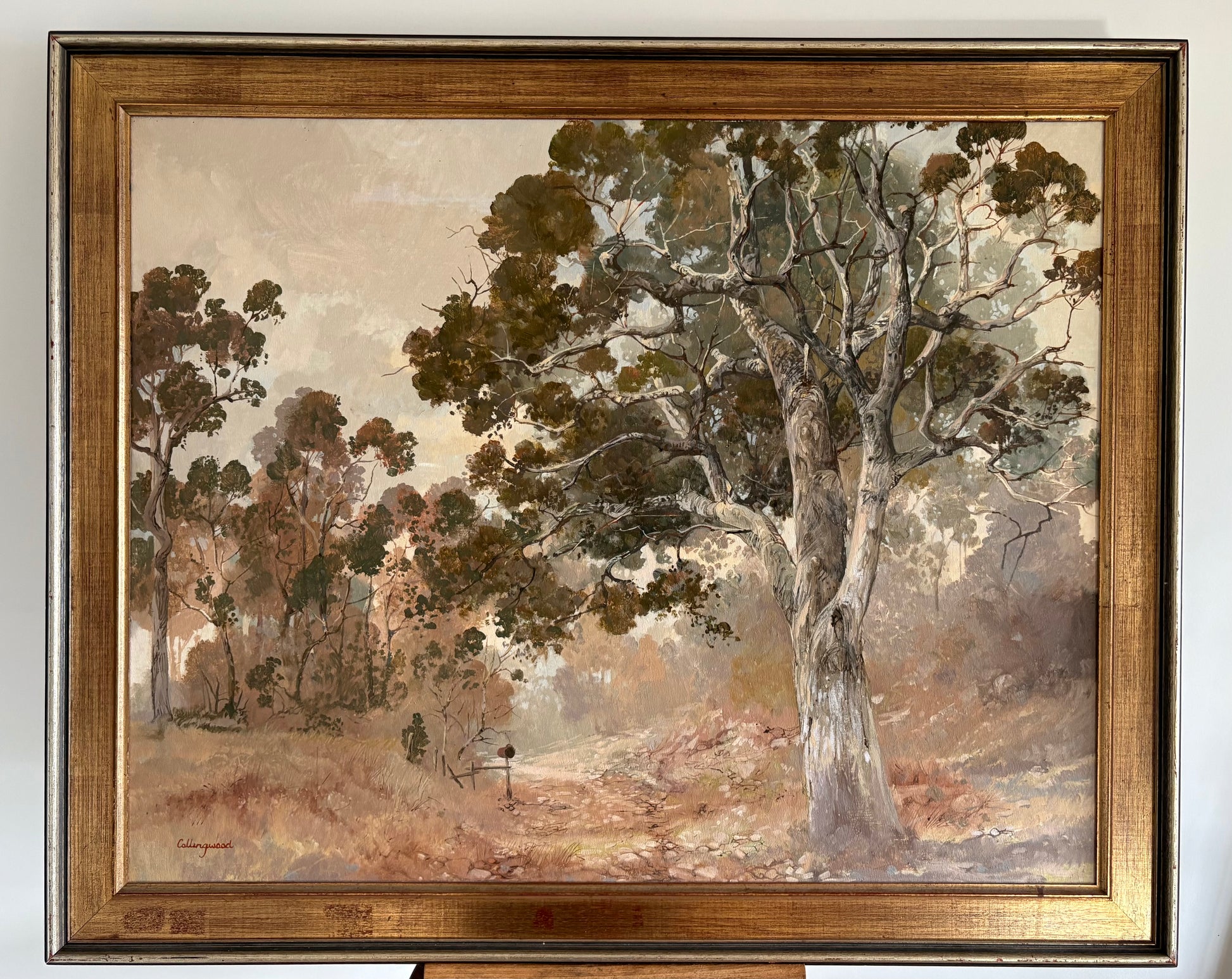 Large 1970s Kerry Collingwood Australian landscape painting, vintage framed art
