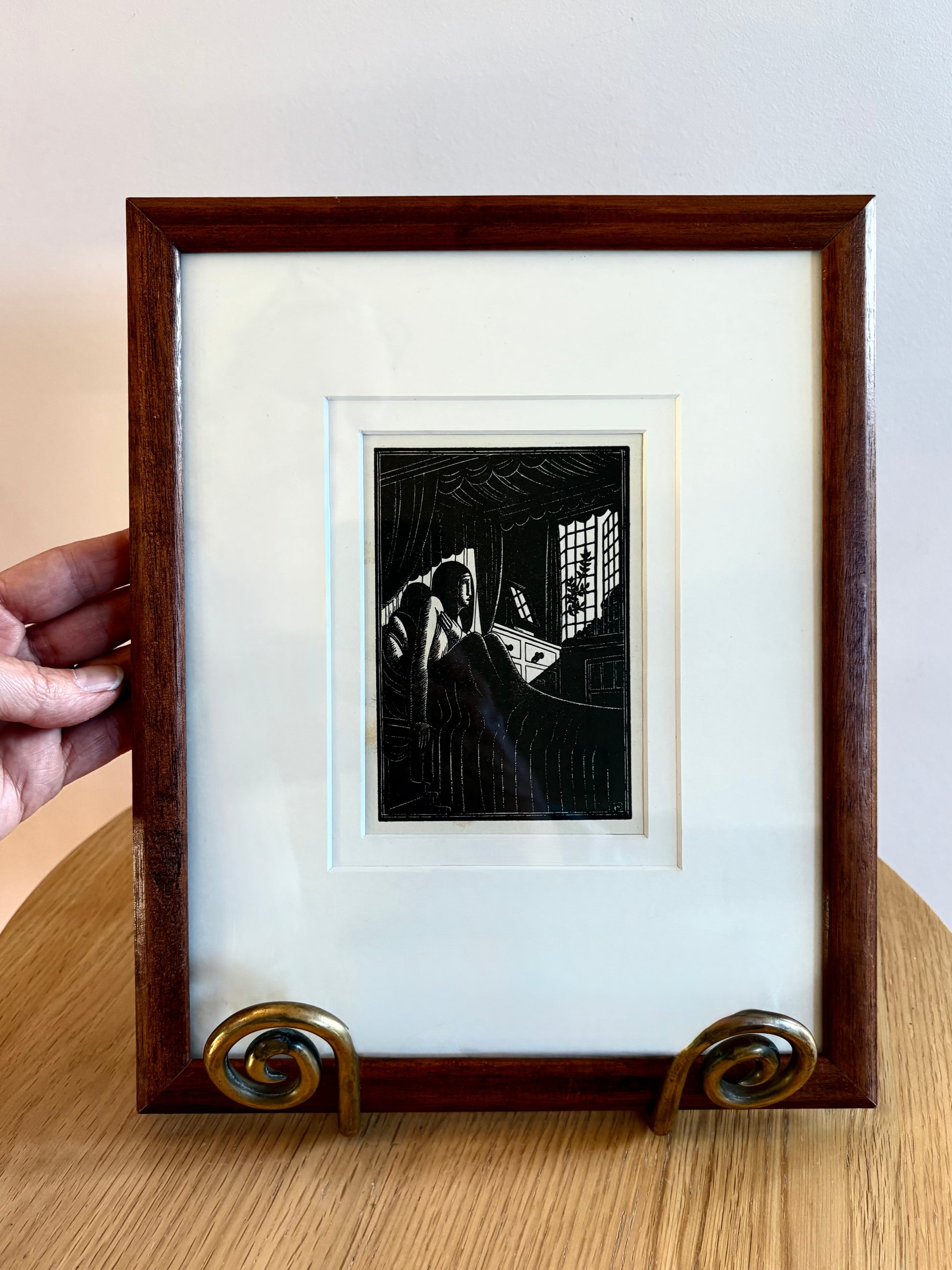 1925 Antique print, “Autumn Midnight”, Eric Gill, framed artwork