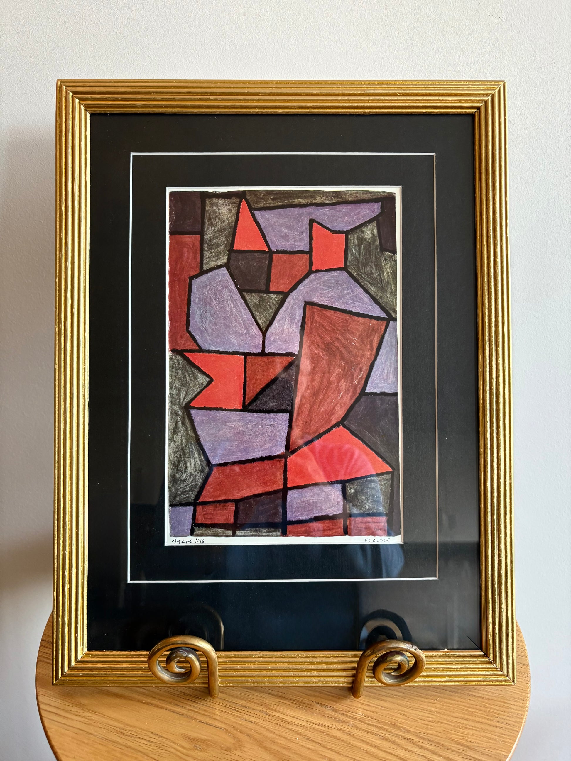 1955 vintage print after Paul Klee, “Head of a famous Robber”, Mid-Century, Cubism, framed wall art, abstract