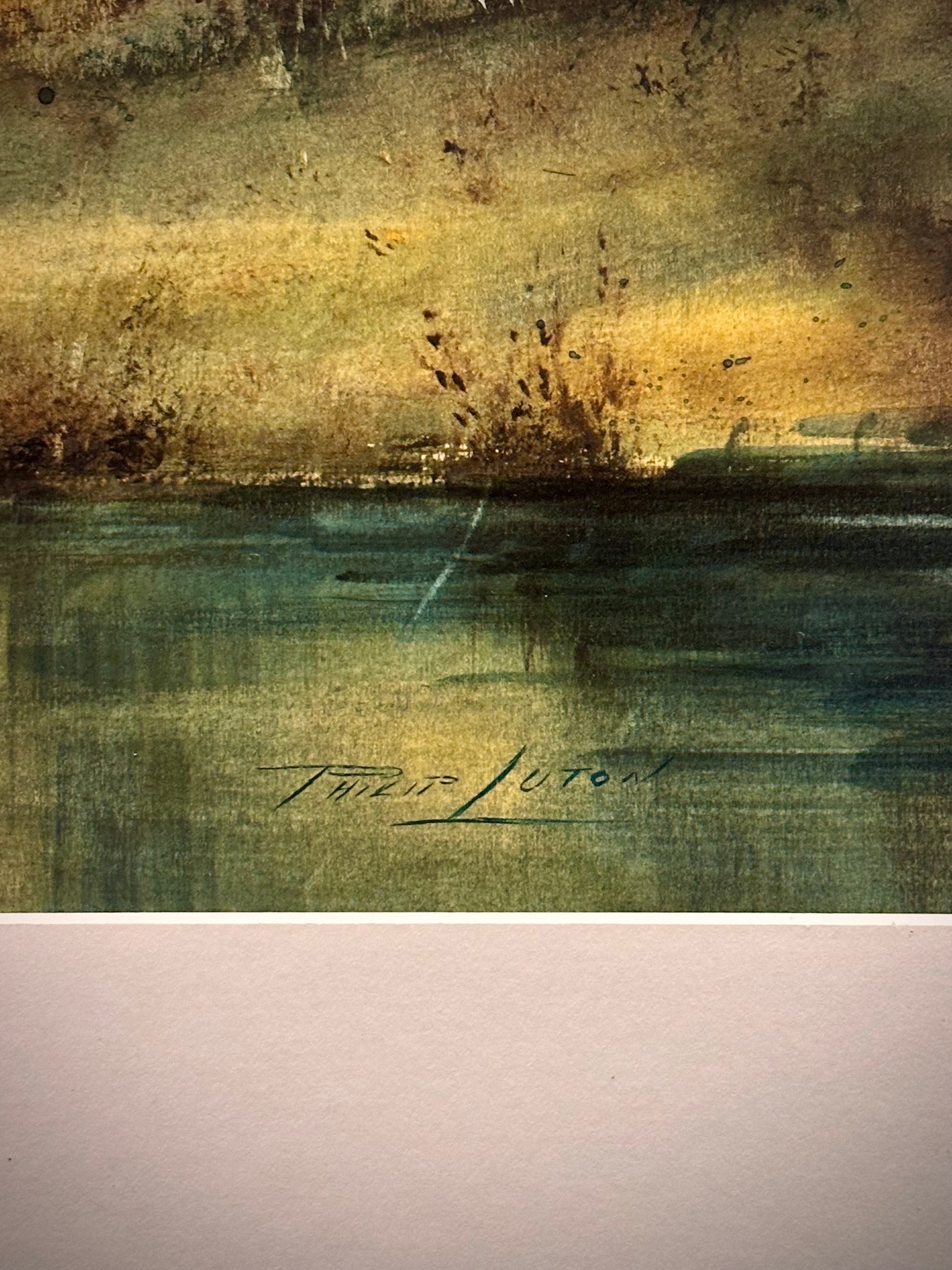 Original watercolour painting, Philip Luton, Australian landscape, framed vintage art