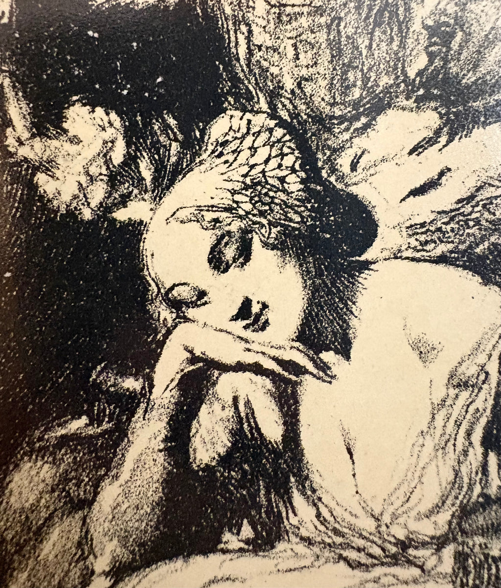 1909 Norman Lindsay lithograph, "Satyrs and Sunlight”, framed antique art