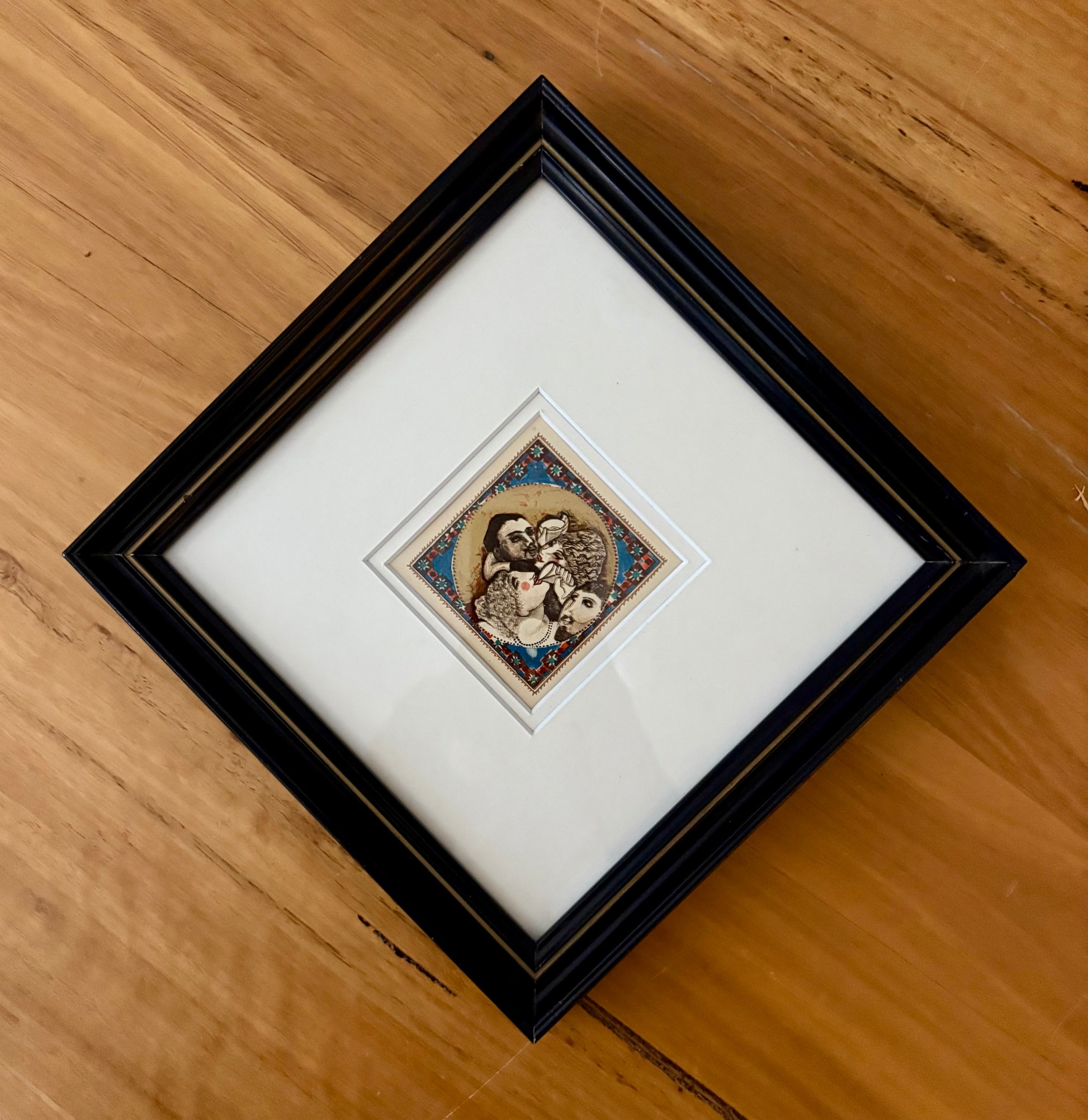 1920s Mariette Lydis gilded offset lithograph, framed art, antique