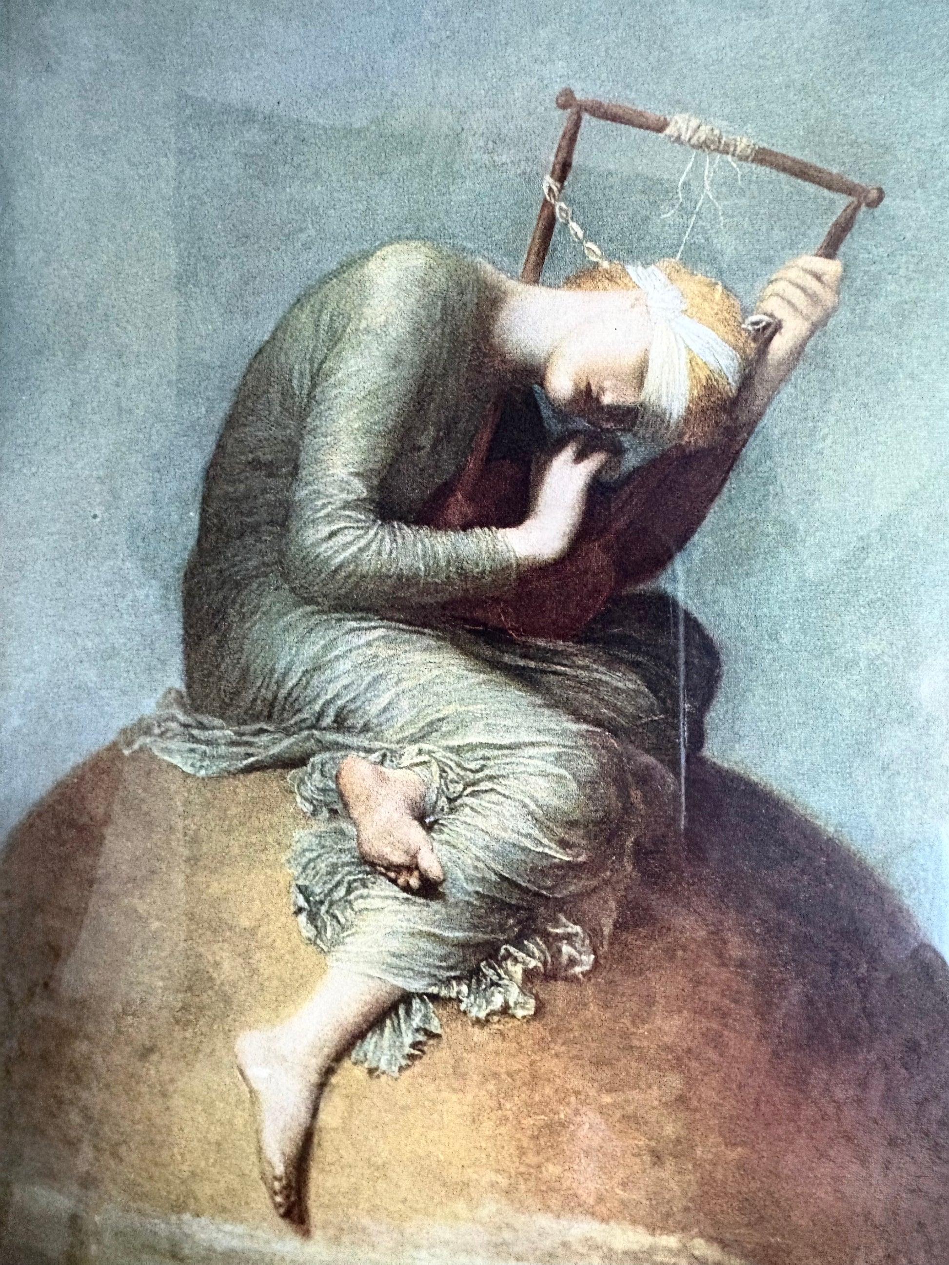 1950s vintage print after George Watts “Hope”, framed artwork, Symbolism