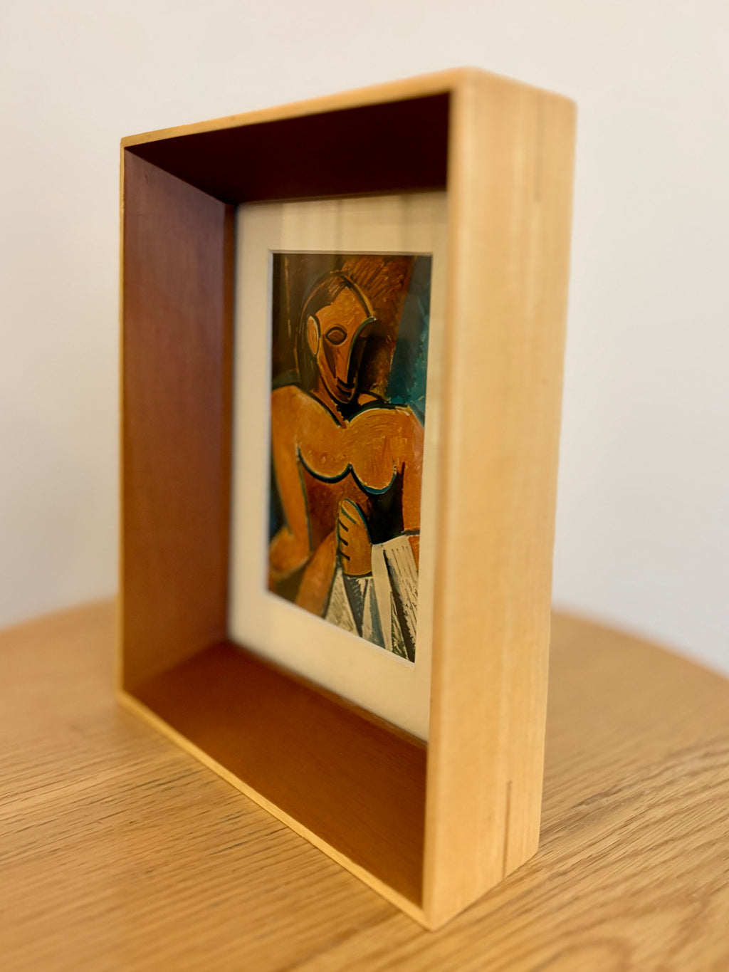 1950s Picasso print, portrait, miniature vintage framed artwork