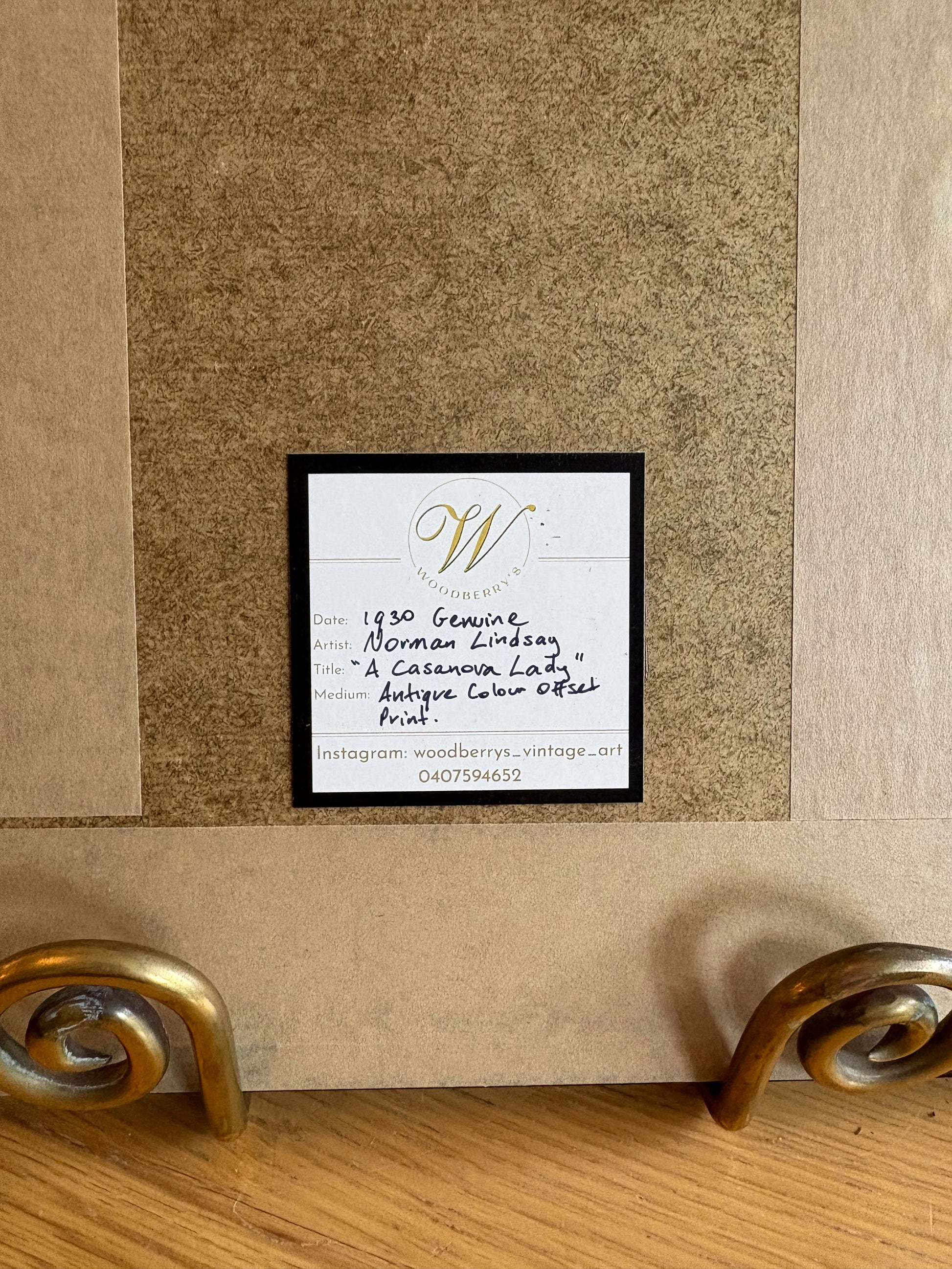 1930 Genuine antique print, Norman Lindsay, "Casanova Lady", Art Deco, framed vintage art